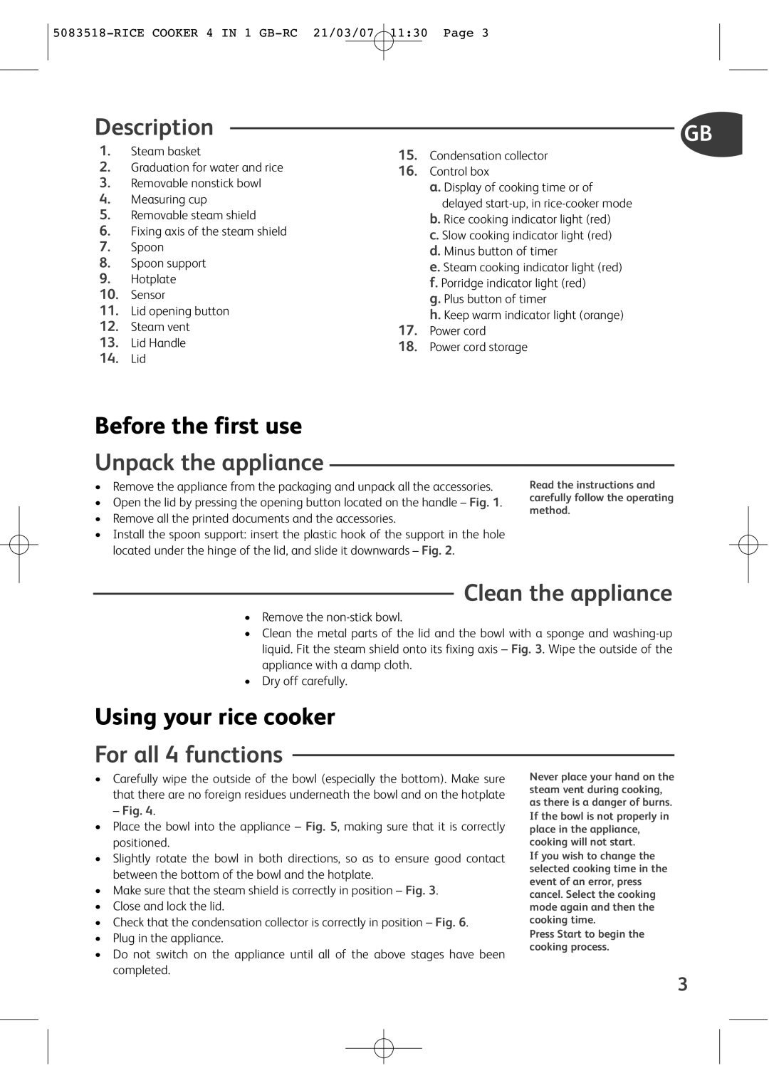 Tefal RK701150, RK701115, RK701116, RK701170 manual Before the first use, Using your rice cooker 