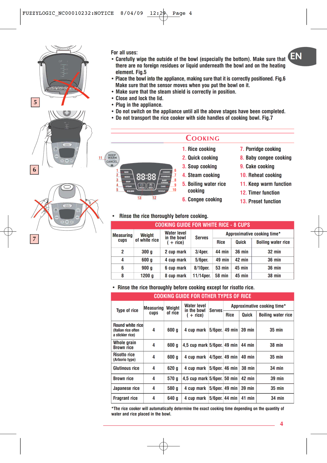 Tefal RK701470 manual 