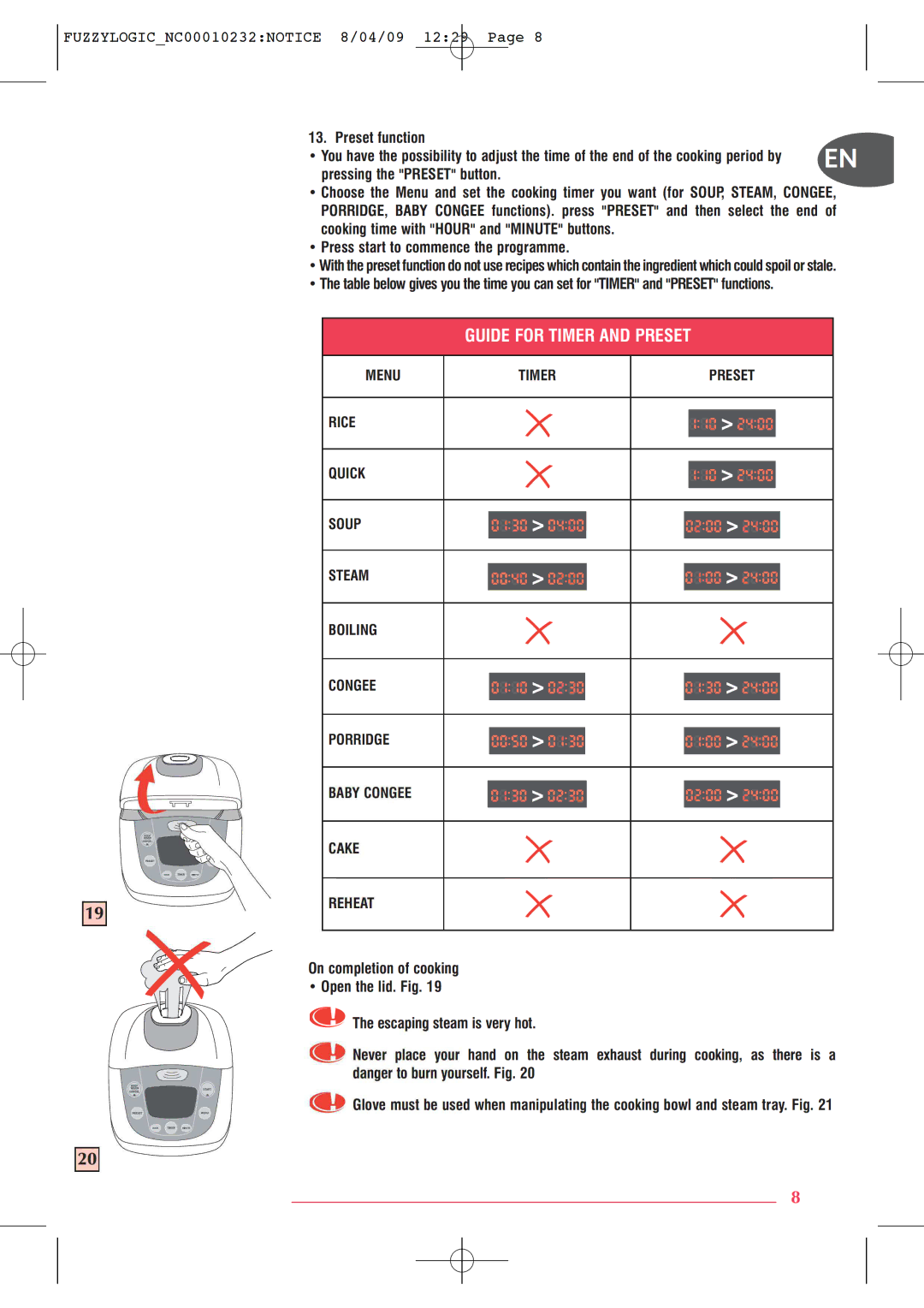 Tefal RK701470 manual 