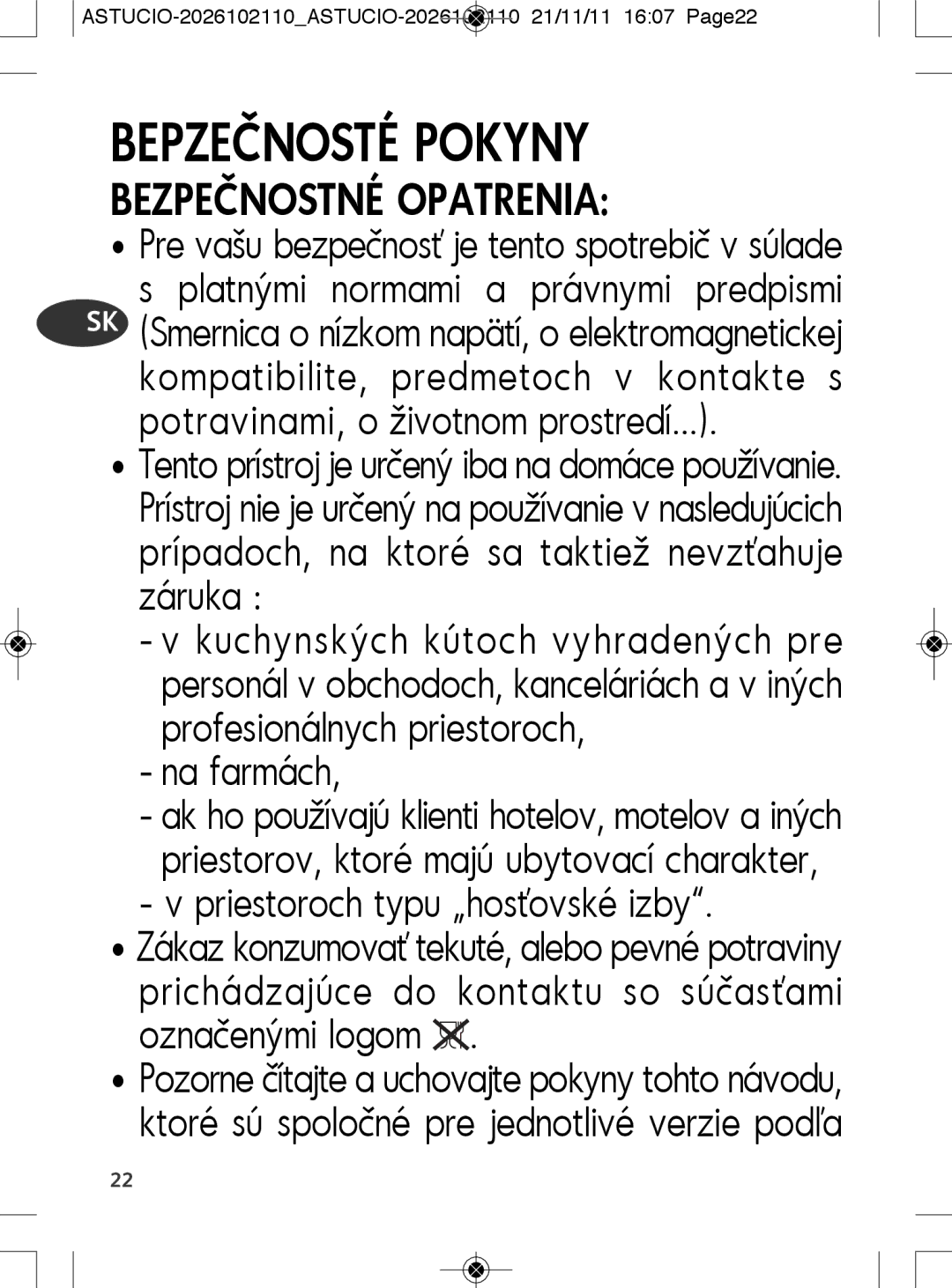 Tefal SK500028 manual Na farmách, ASTUCIO-2026102110ASTUCIO-2026102110 21/11/11 1607 Page22 