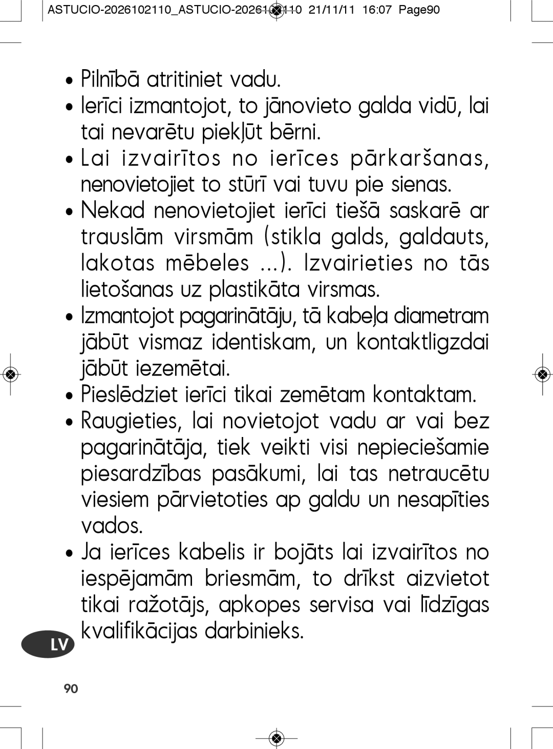 Tefal SK500028 manual LV kvalifikācijas darbinieks, ASTUCIO-2026102110ASTUCIO-2026102110 21/11/11 1607 Page90 