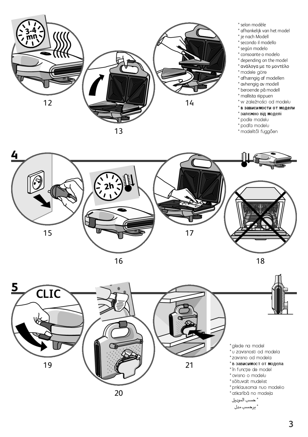 Tefal SM155038, SM155074, SM155012, SM155082, SM155084 manual Podle modelu 