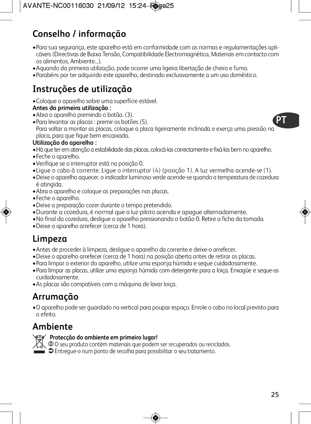 Tefal SM603833 manual Conselho / informação, Instruções de utilização, Limpeza, Arrumação 