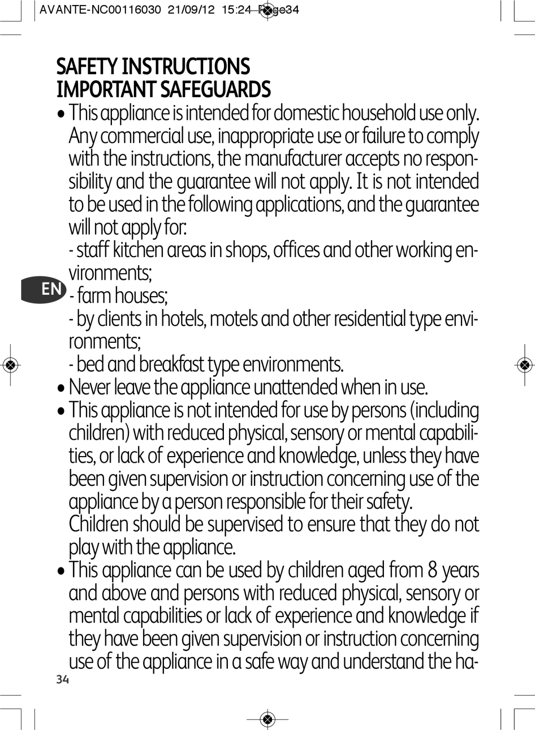 Tefal SM603833 manual Safety Instructions Important Safeguards 