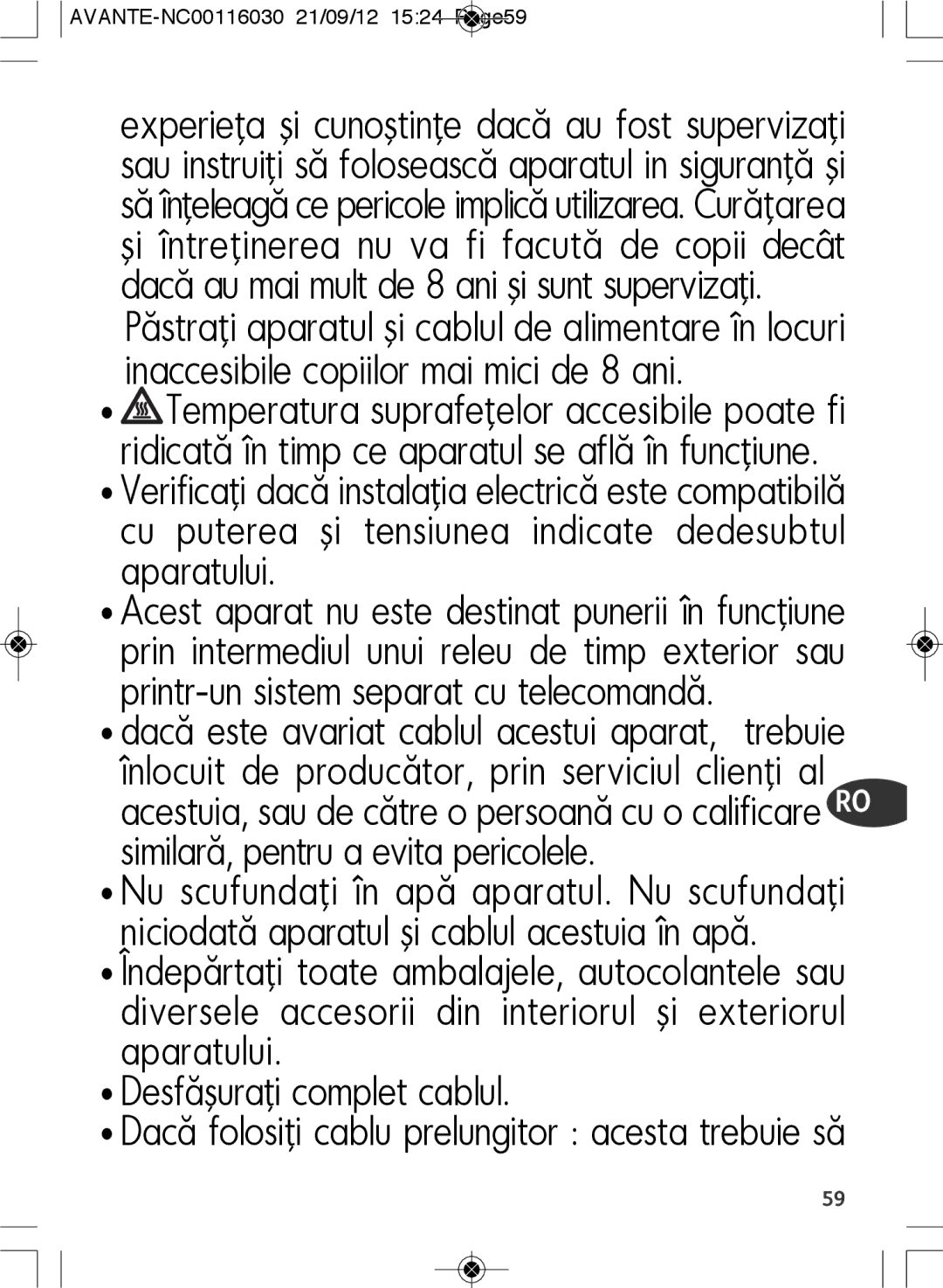 Tefal SM603833 manual Dacă folosiţi cablu prelungitor acesta trebuie să 