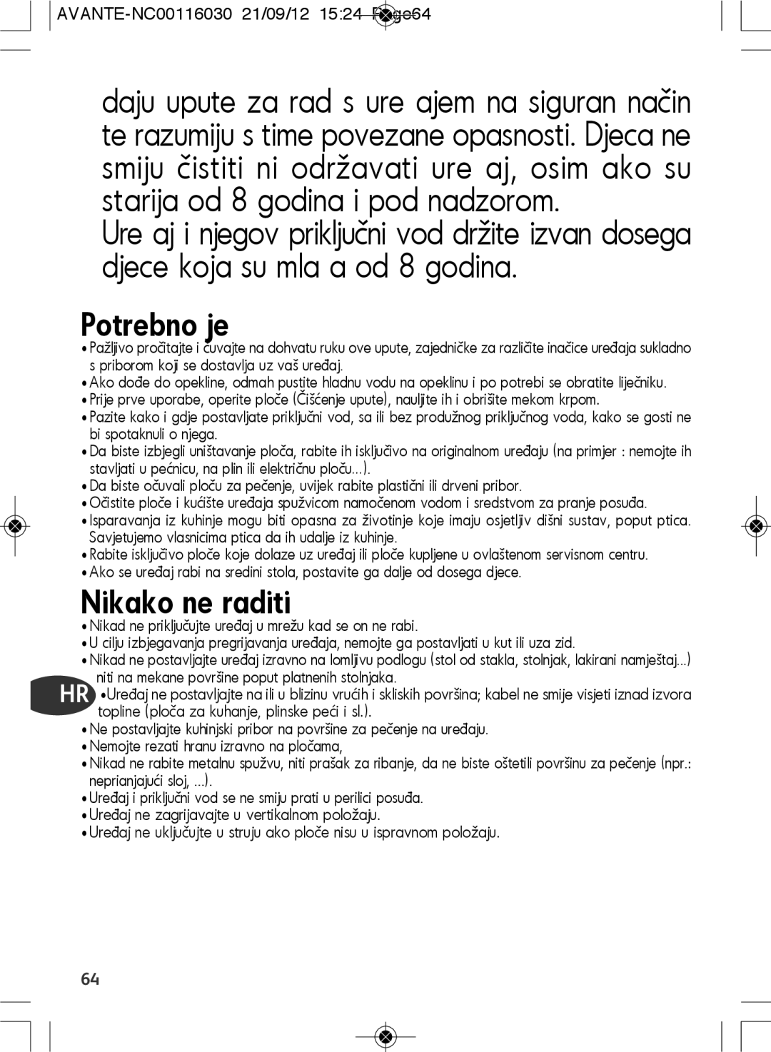 Tefal SM603833 manual Potrebno je 