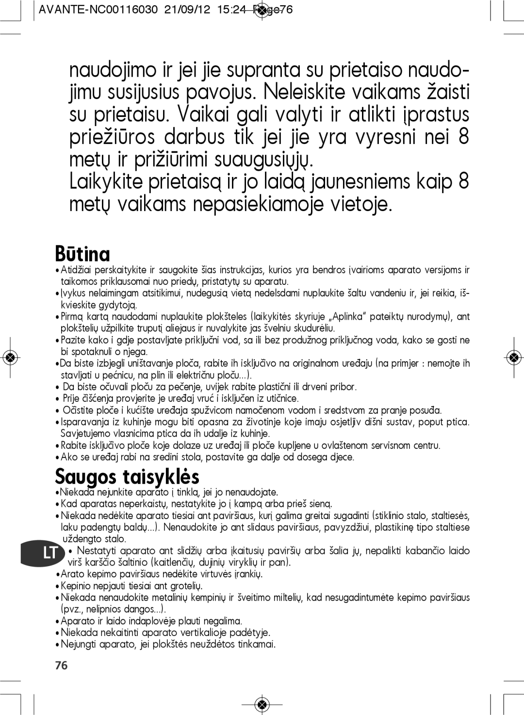 Tefal SM603833 manual Būtina 