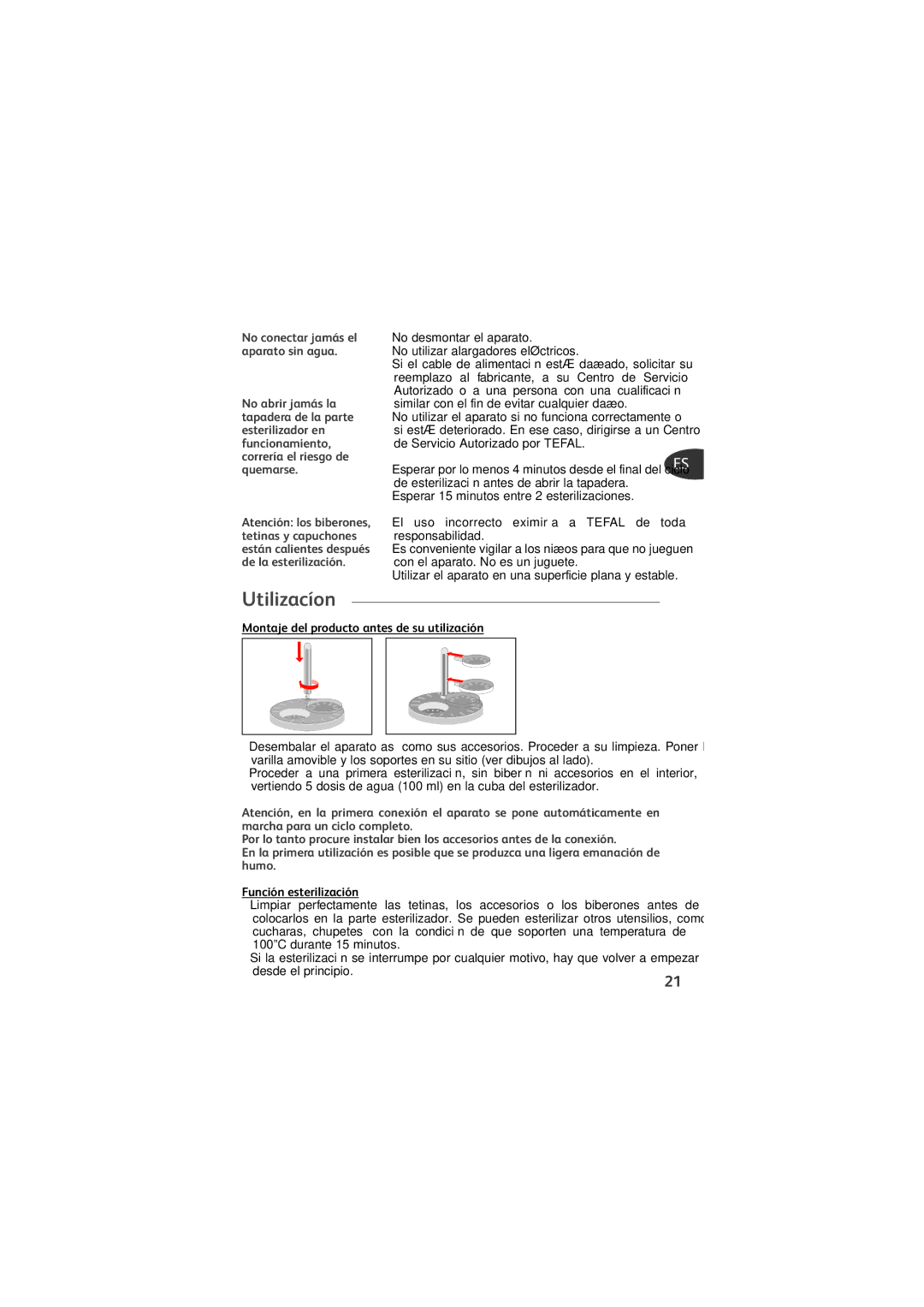 Tefal TD4200K0 manual Utilizacíon 