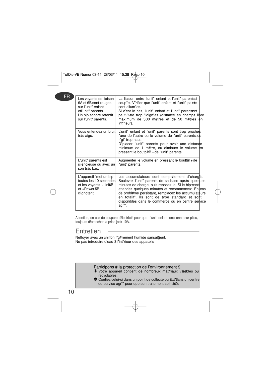 Tefal TD5000K0 manual Entretien, Participons à la protection de l’environnement 