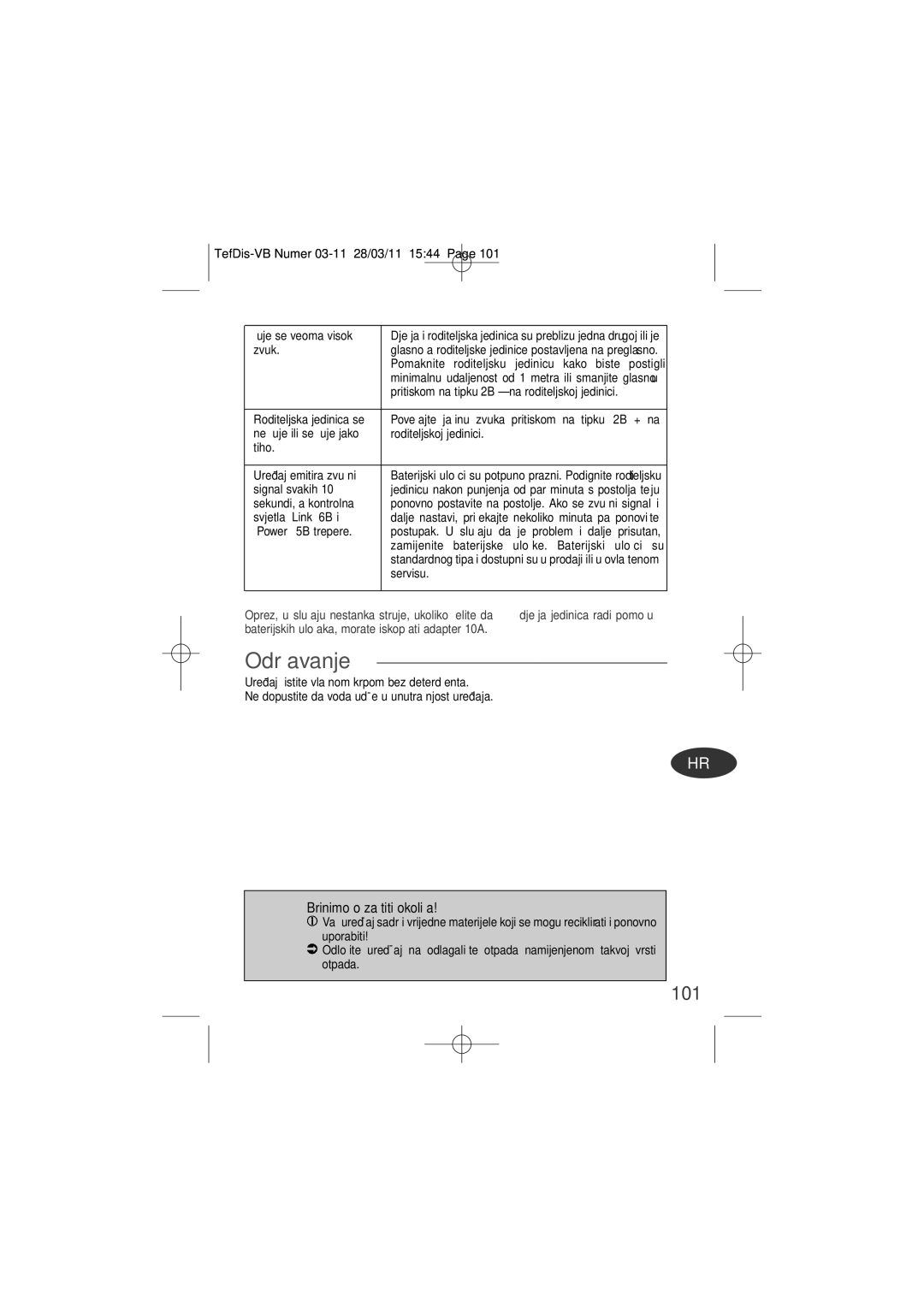 Tefal TD5000K0 manual Održavanje, Brinimo o- zaštiti okoliša 