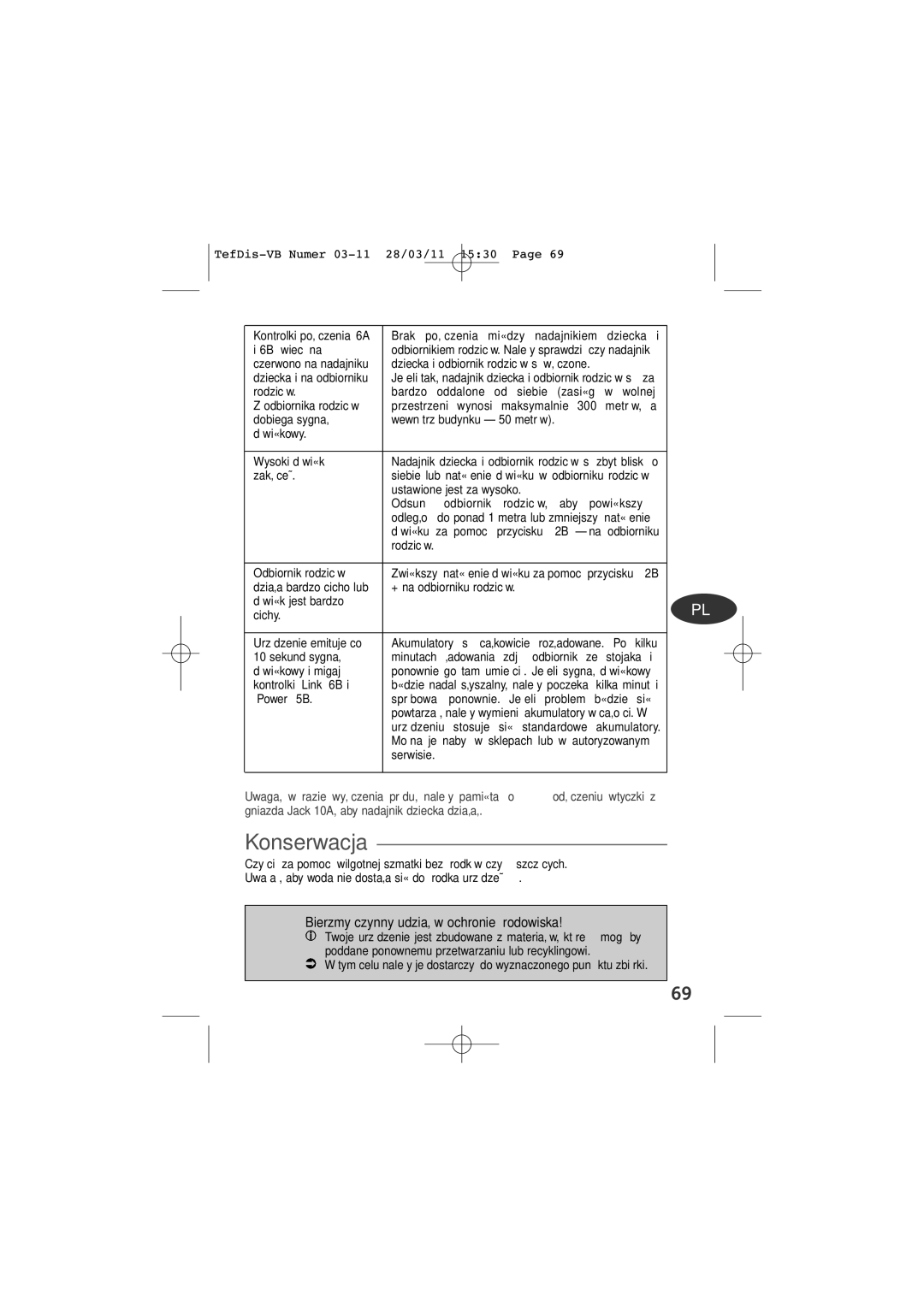 Tefal TD5000K0 manual Konserwacja, Bierzmy czynny udział w ochronie środowiska 