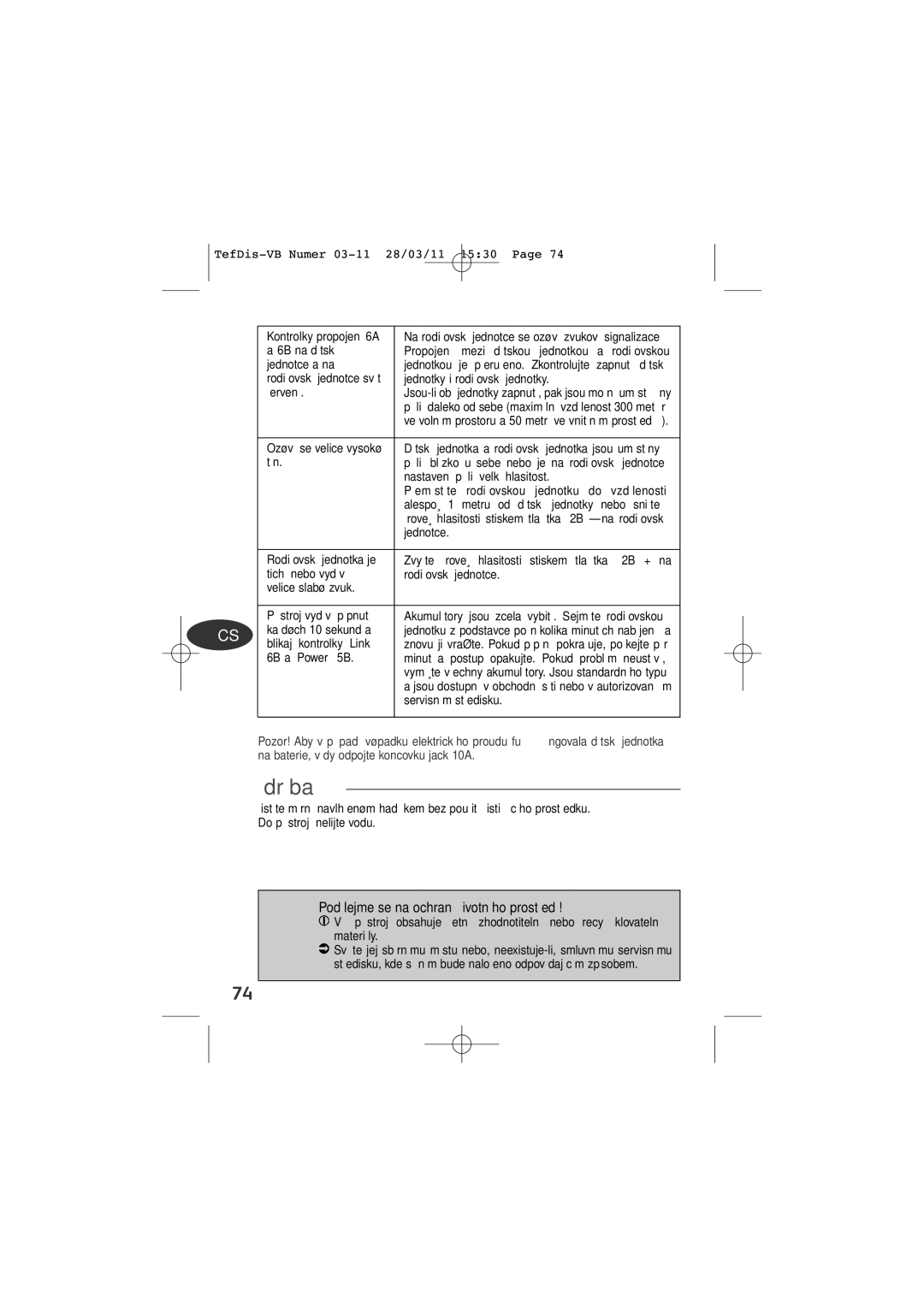 Tefal TD5000K0 manual Údržba, Podílejme se na ochraně životního prostředí 