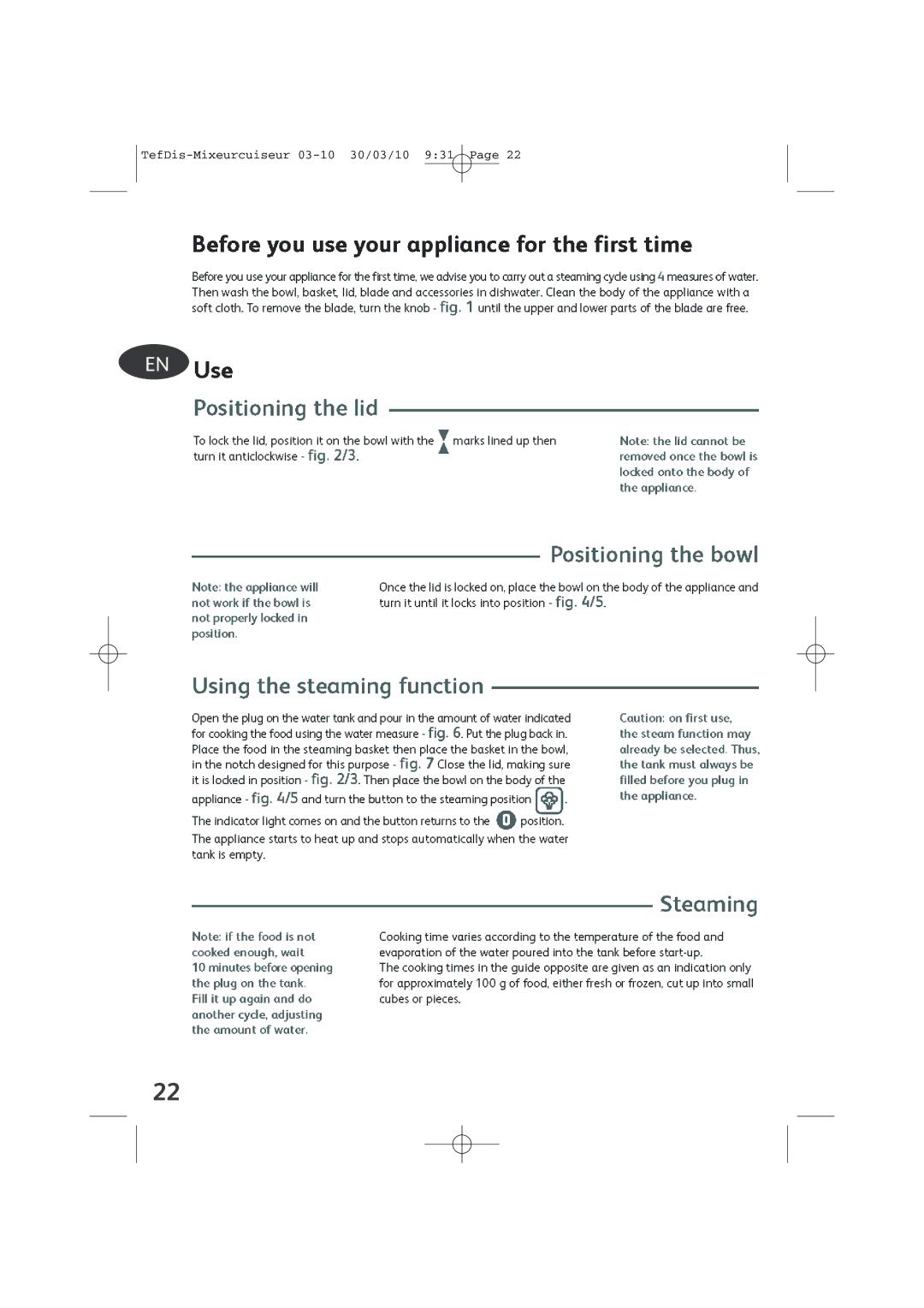 Tefal TD7000K0 manual TefDis-Mixeurcuiseur 03-10 30/03/10 931 