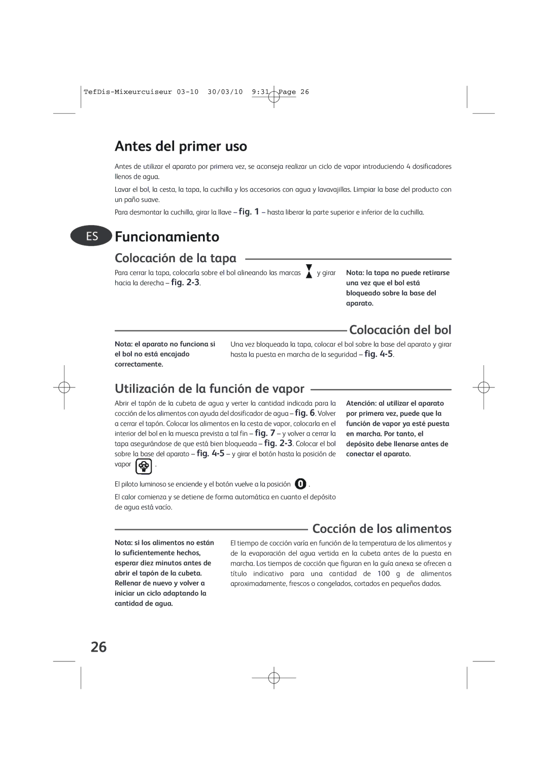 Tefal TD7000K0 manual Antes del primer uso, Colocación de la tapa 