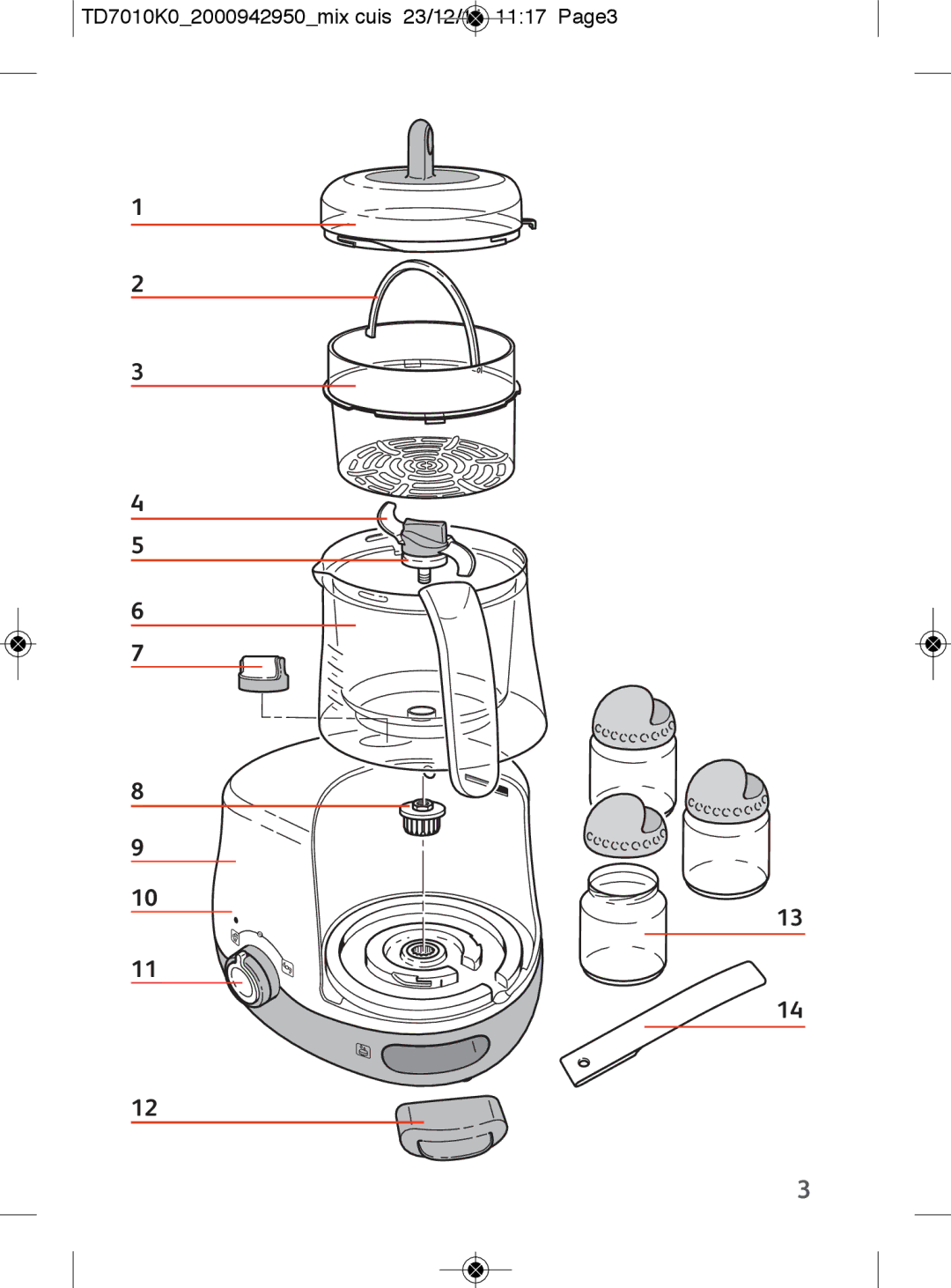 Tefal TD7010Q0 manual TD7010K02000942950mix cuis 23/12/11 1117 Page3 