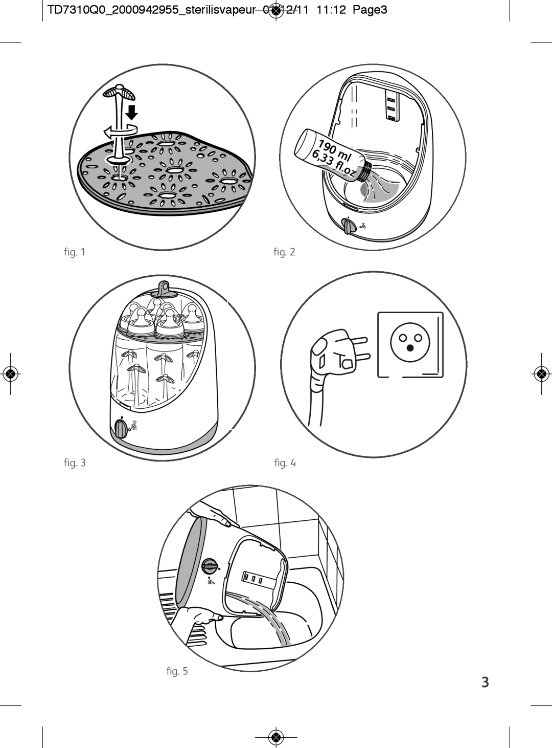 Tefal TD7310K0 manual 190, TD7310Q02000942955sterilisvapeur 01/12/11 1112 Page3 