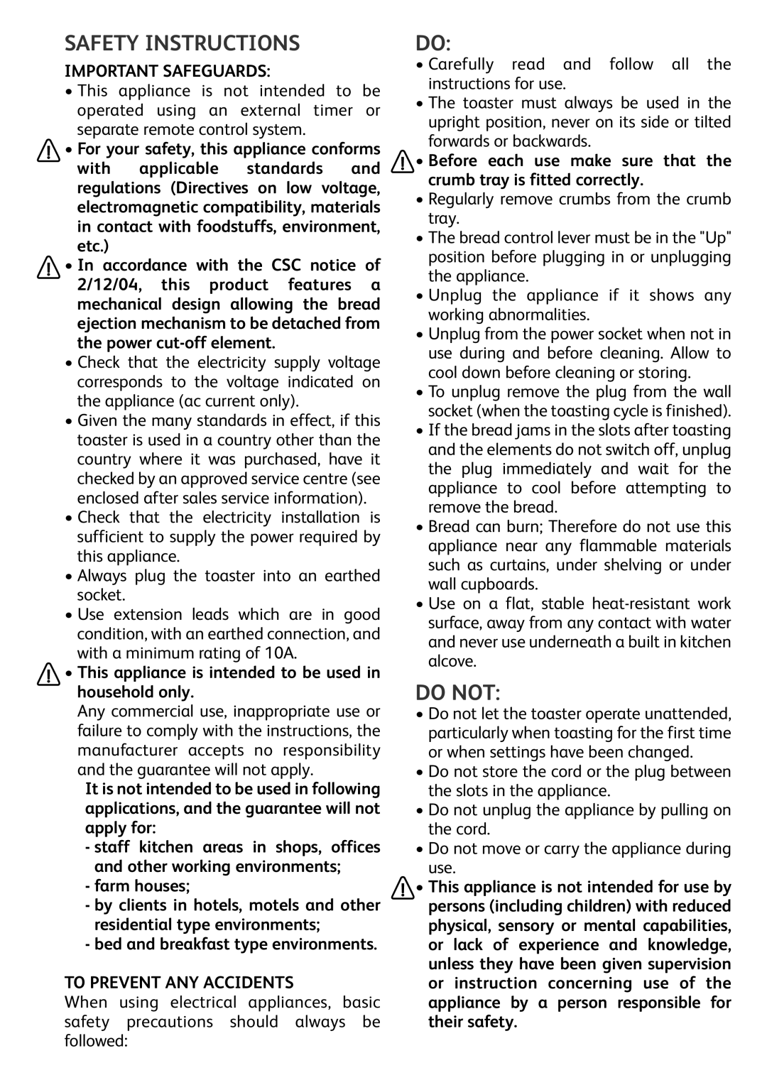 Tefal TF561EAU manual Safety Instructions 