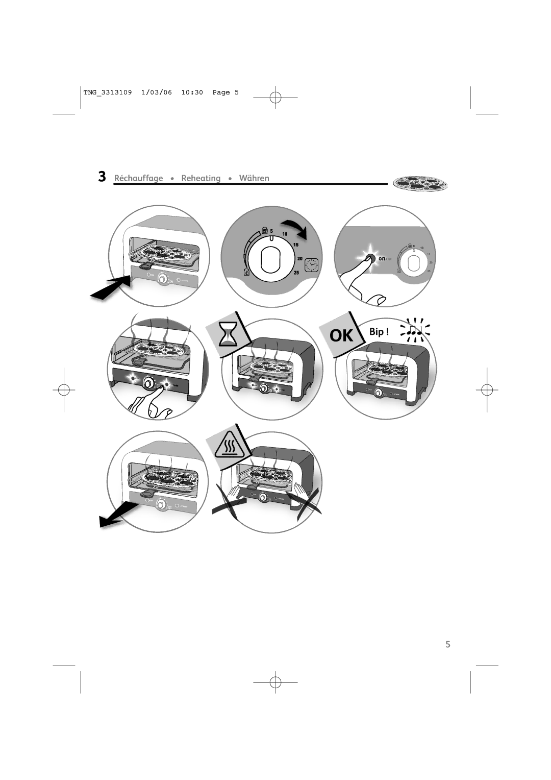 Tefal TF801015, TF801032, TF801016, TF801030, TF801031, TF801070 manual Réchauffage Reheating Währen 