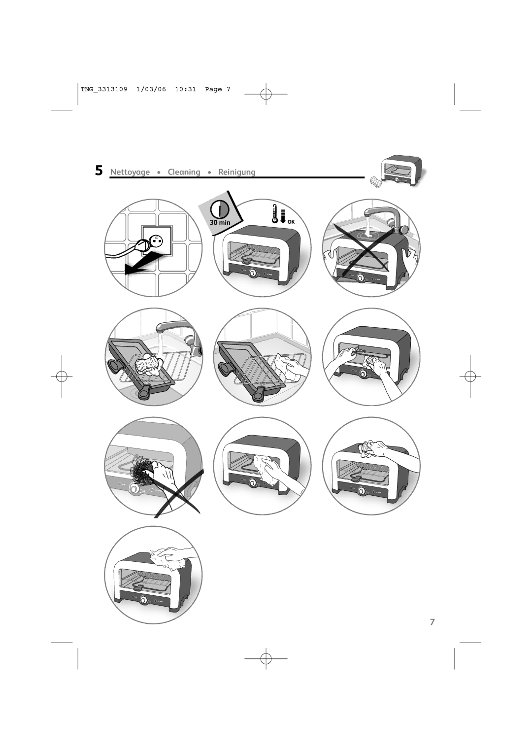 Tefal TF801016, TF801032, TF801030, TF801031, TF801070, TF801015 manual Nettoyage Cleaning Reinigung 