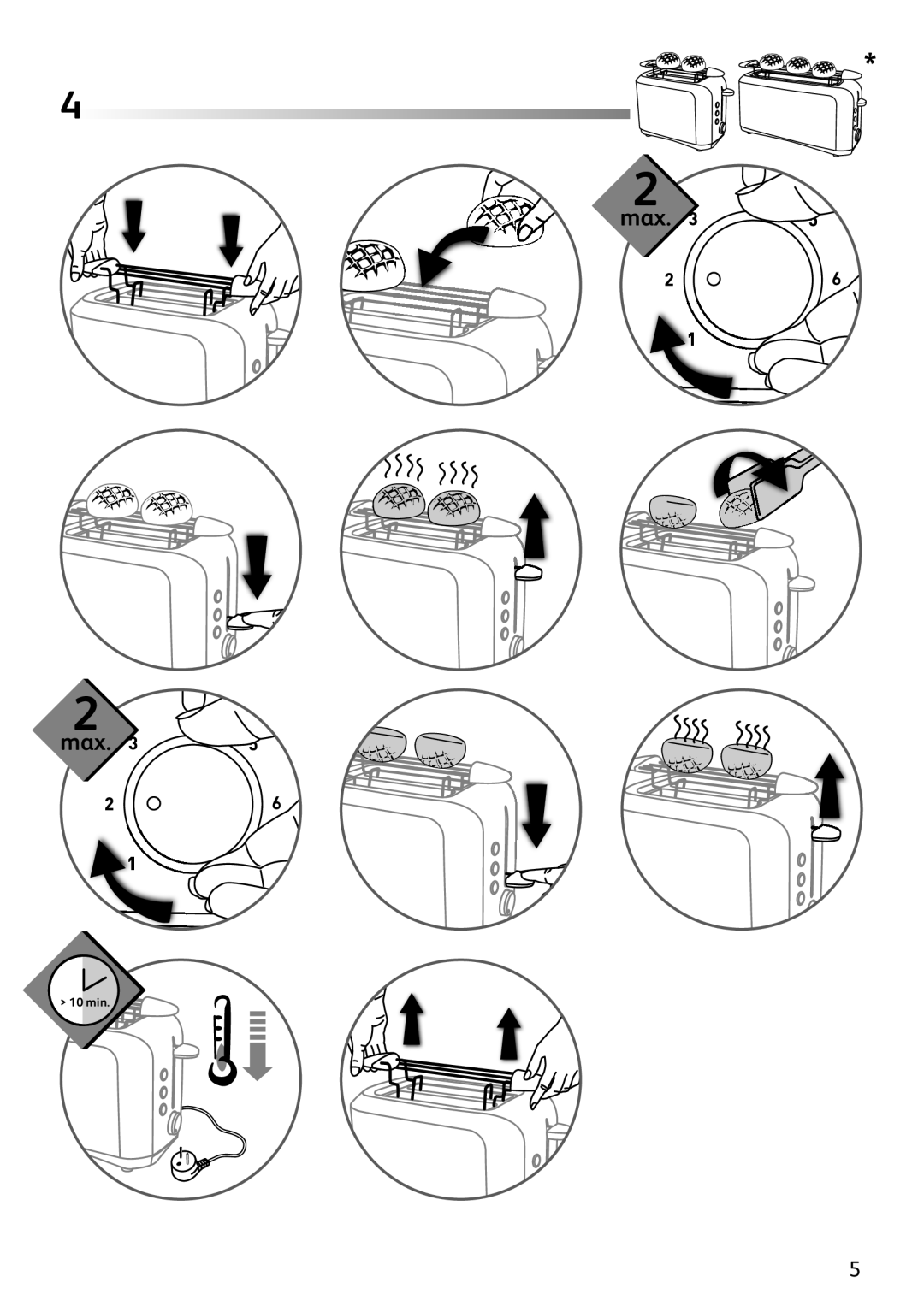 Tefal TL356131, TL356102, TL356132, TL356101, TL356130 manual 10 min 