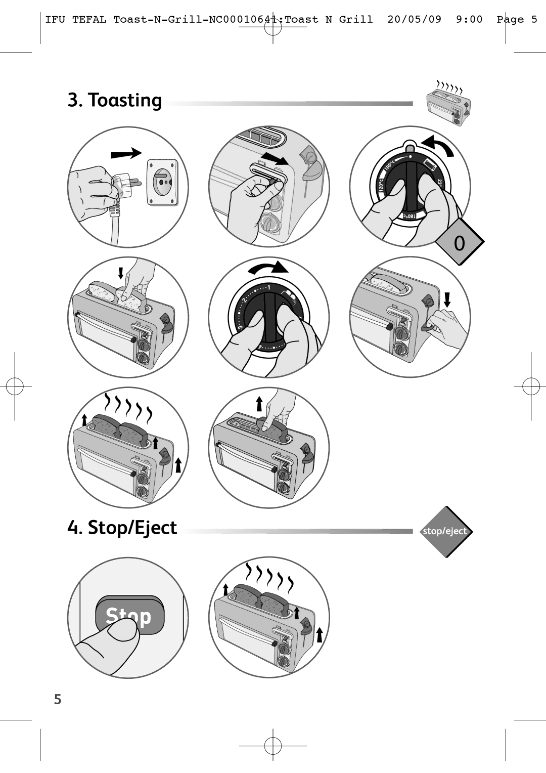 Tefal TL600070, TL600030, TL600015, TL600071 manual Stop/Eject 