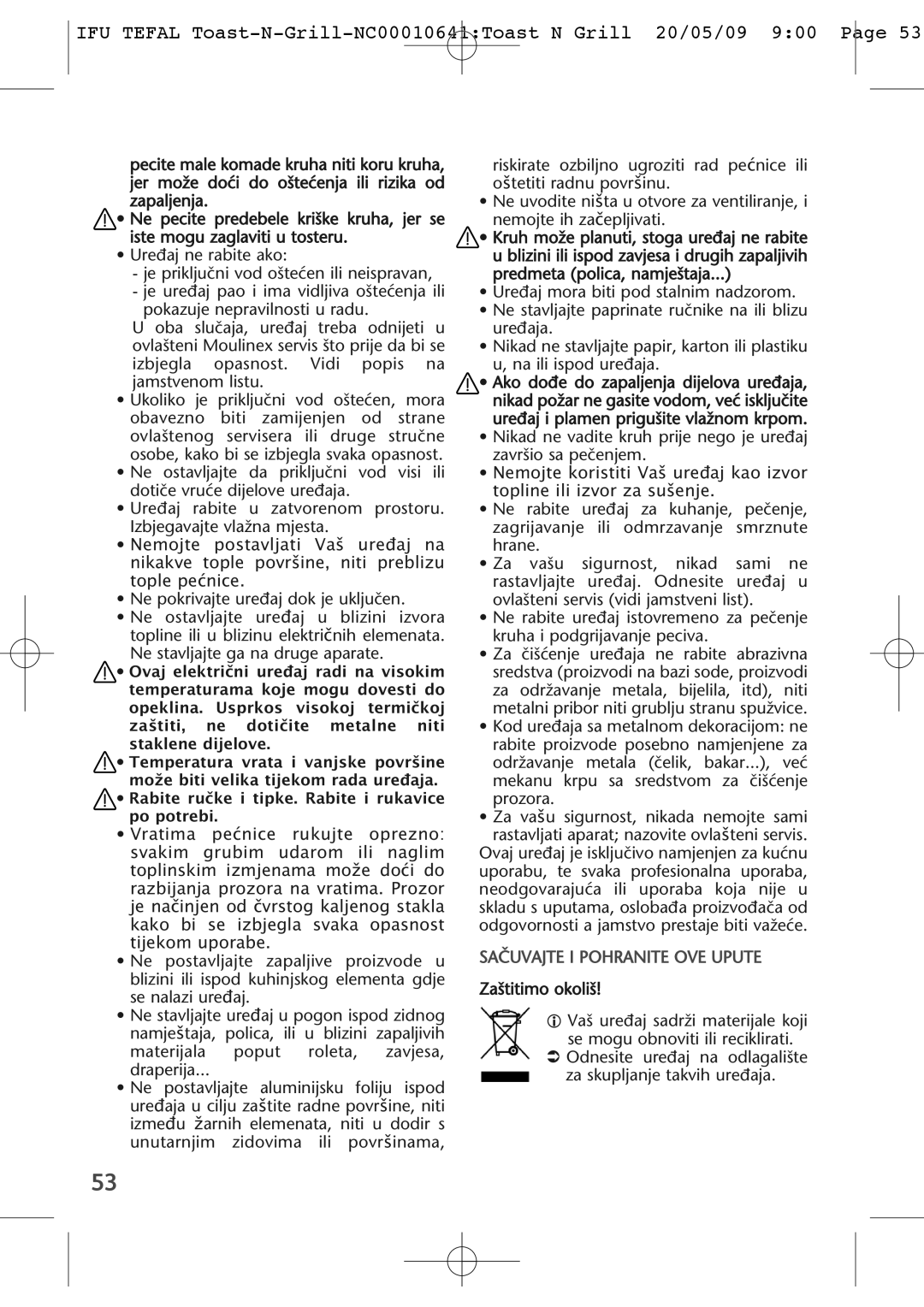 Tefal TL600070, TL600030, TL600015, TL600071 manual SAâUVAJTE I Pohranite OVE Upute, Za‰titimo okoli‰ 