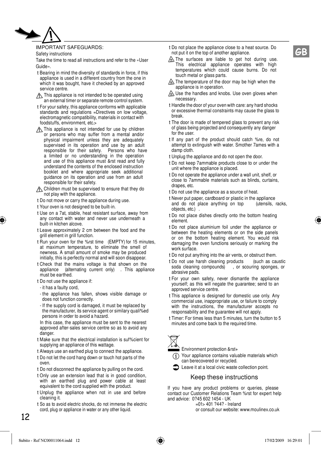 Tefal TO101153, TO101130, TO101152, TO101150, TO101173 manual Keep these instructions, Important Safeguards 