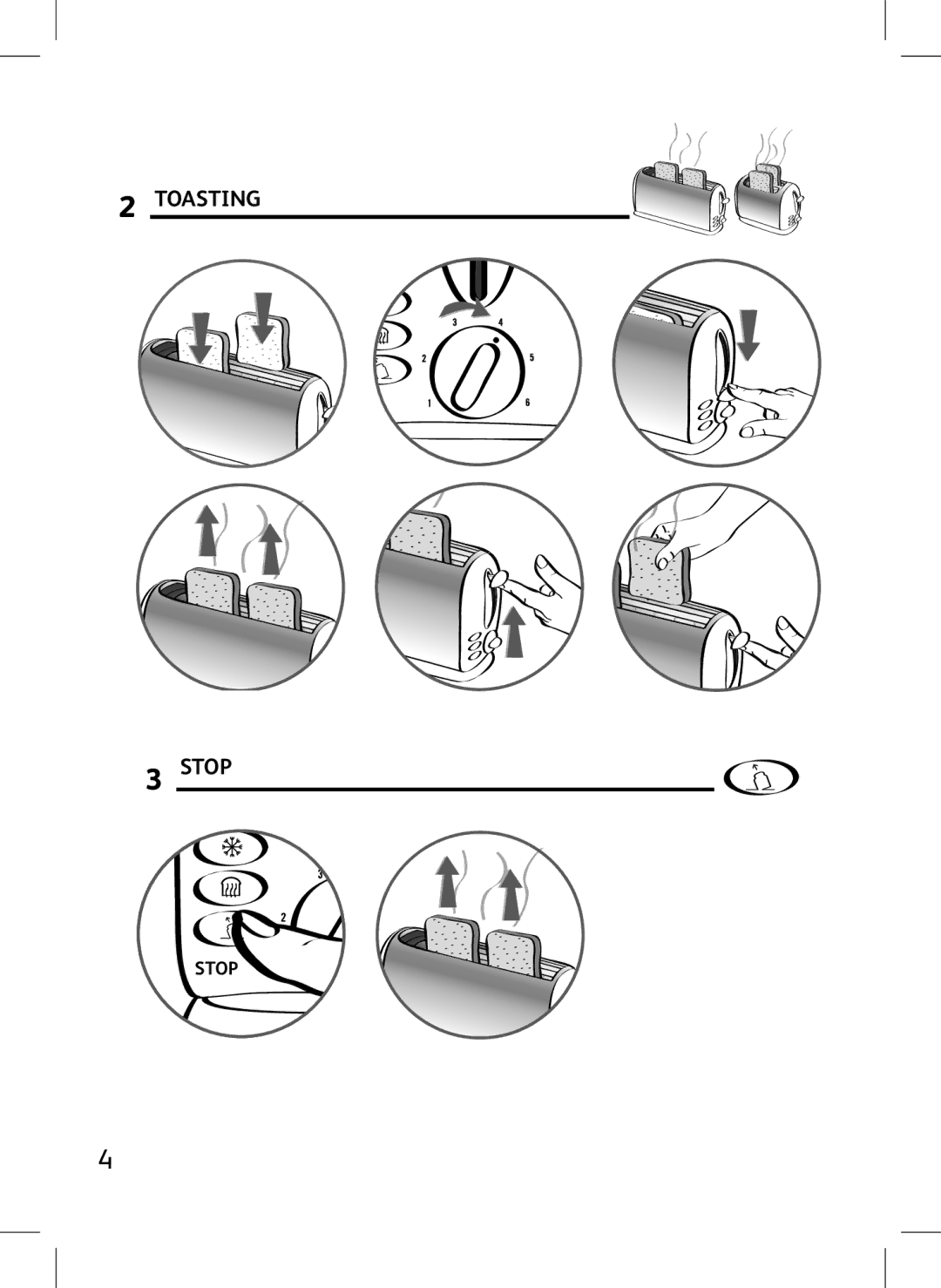 Tefal TT176233, TT176230, TT176231, TT176232, TT176270 manual Toasting Stop 