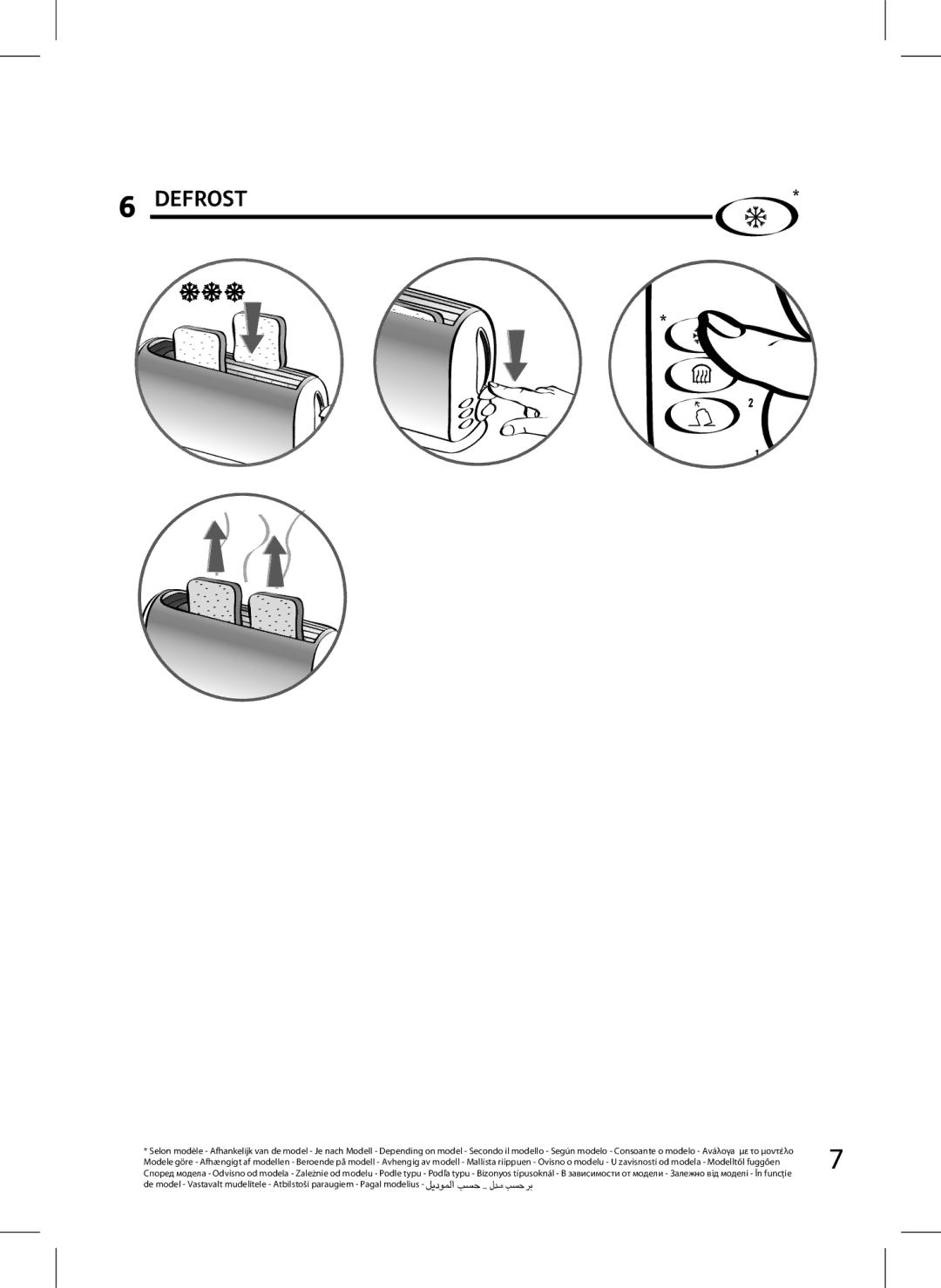 Tefal TT176232, TT176230, TT176231, TT176270, TT176233 manual Defrost 