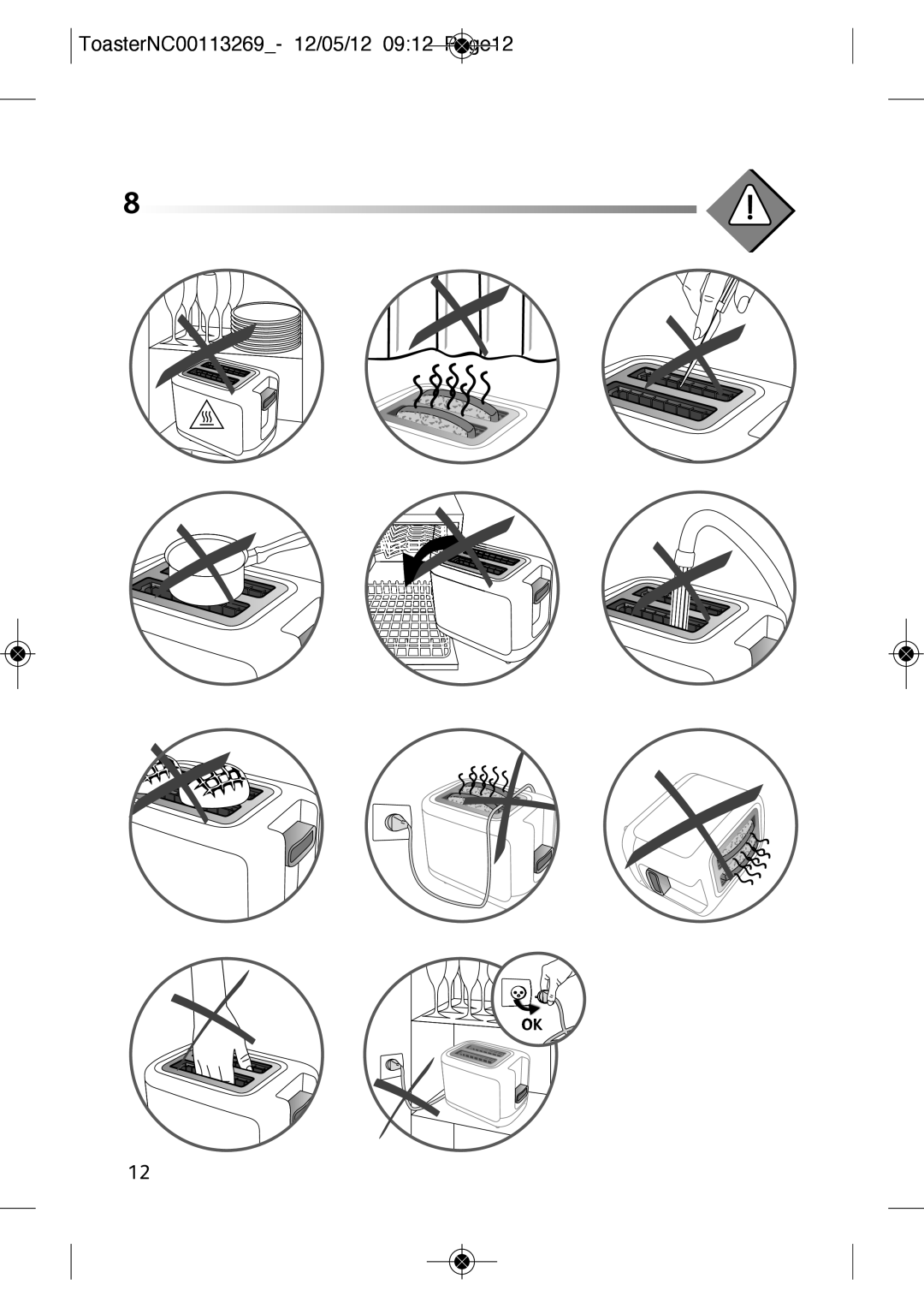 Tefal TT210130, TT210132 manual ToasterNC00113269- 12/05/12 0912 Page12 