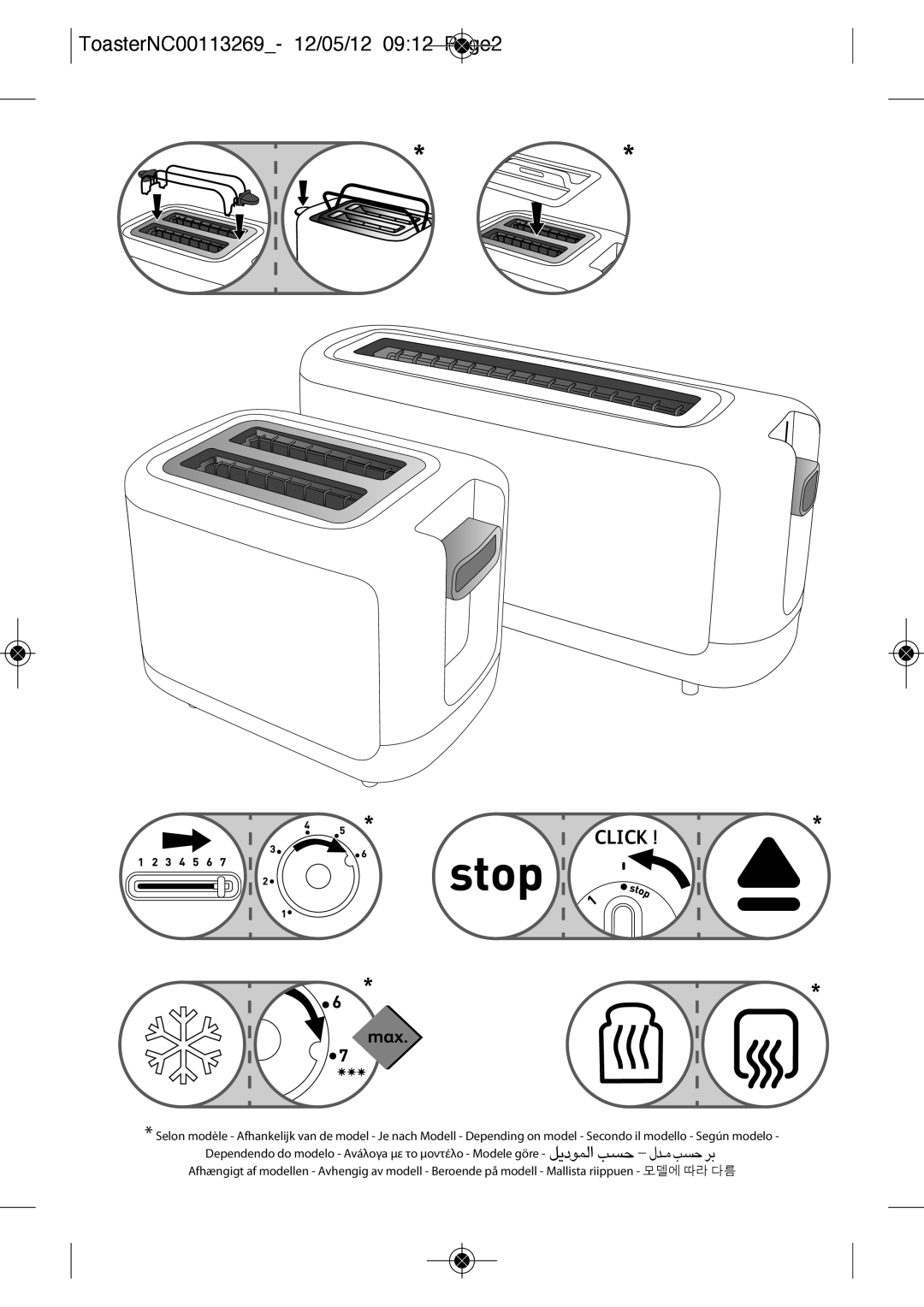 Tefal TT210130, TT210132 manual ToasterNC00113269- 12/05/12 0912 Page2, Click 