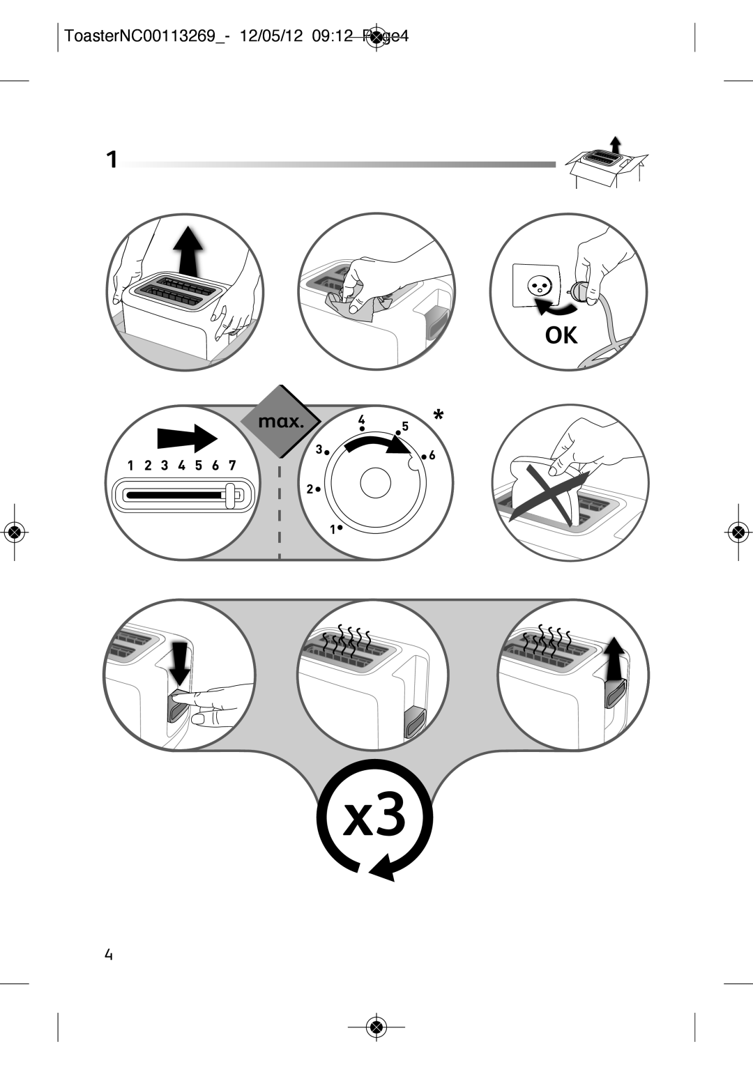 Tefal TT210130, TT210132 manual ToasterNC00113269- 12/05/12 0912 Page4 