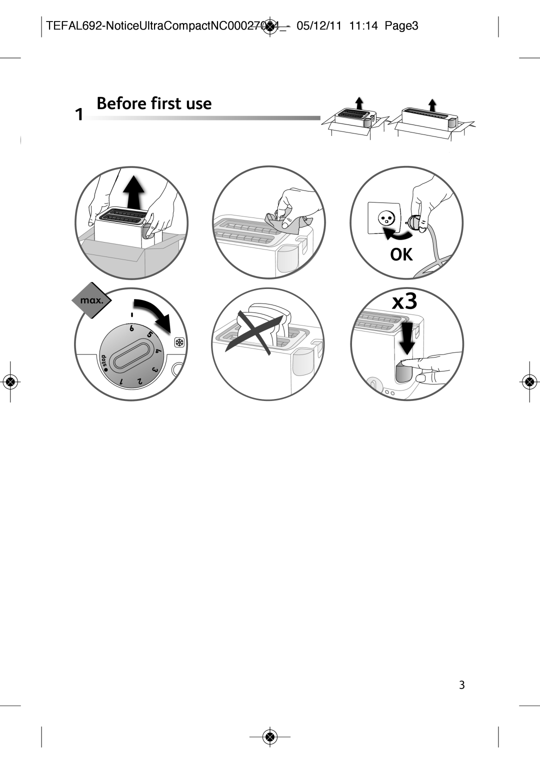 Tefal TT2108AU, TT210830 manual Before first use 