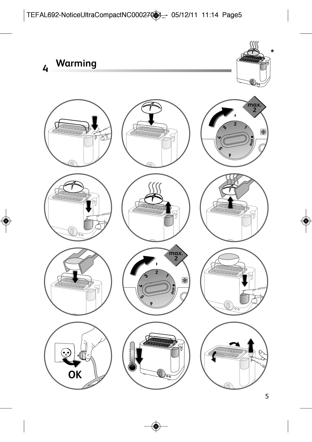 Tefal TT2108AU, TT210830 manual Warming 