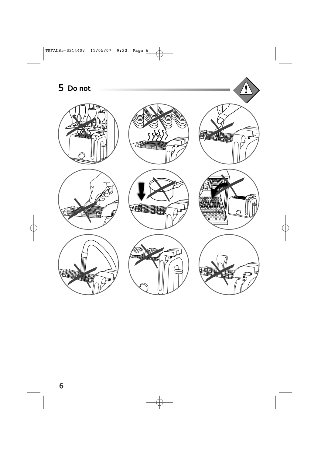 Tefal TT222030 manual Do not 