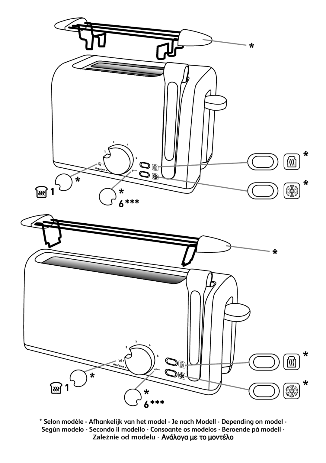 Tefal TT225531, TT225530, TT225515 manual Zale˝nie od modelu ∞Ó¿ÏÔÁ· ÌÂ ÙÔ ÌÔÓÙ¤ÏÔ 