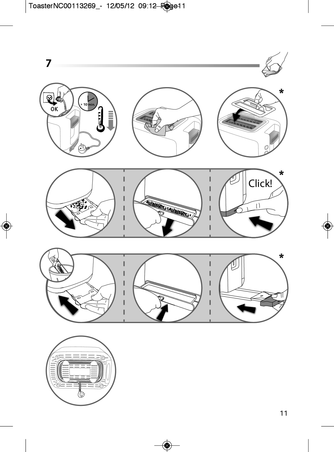 Tefal TT282811 manual Click, ToasterNC00113269- 12/05/12 0912 Page11 