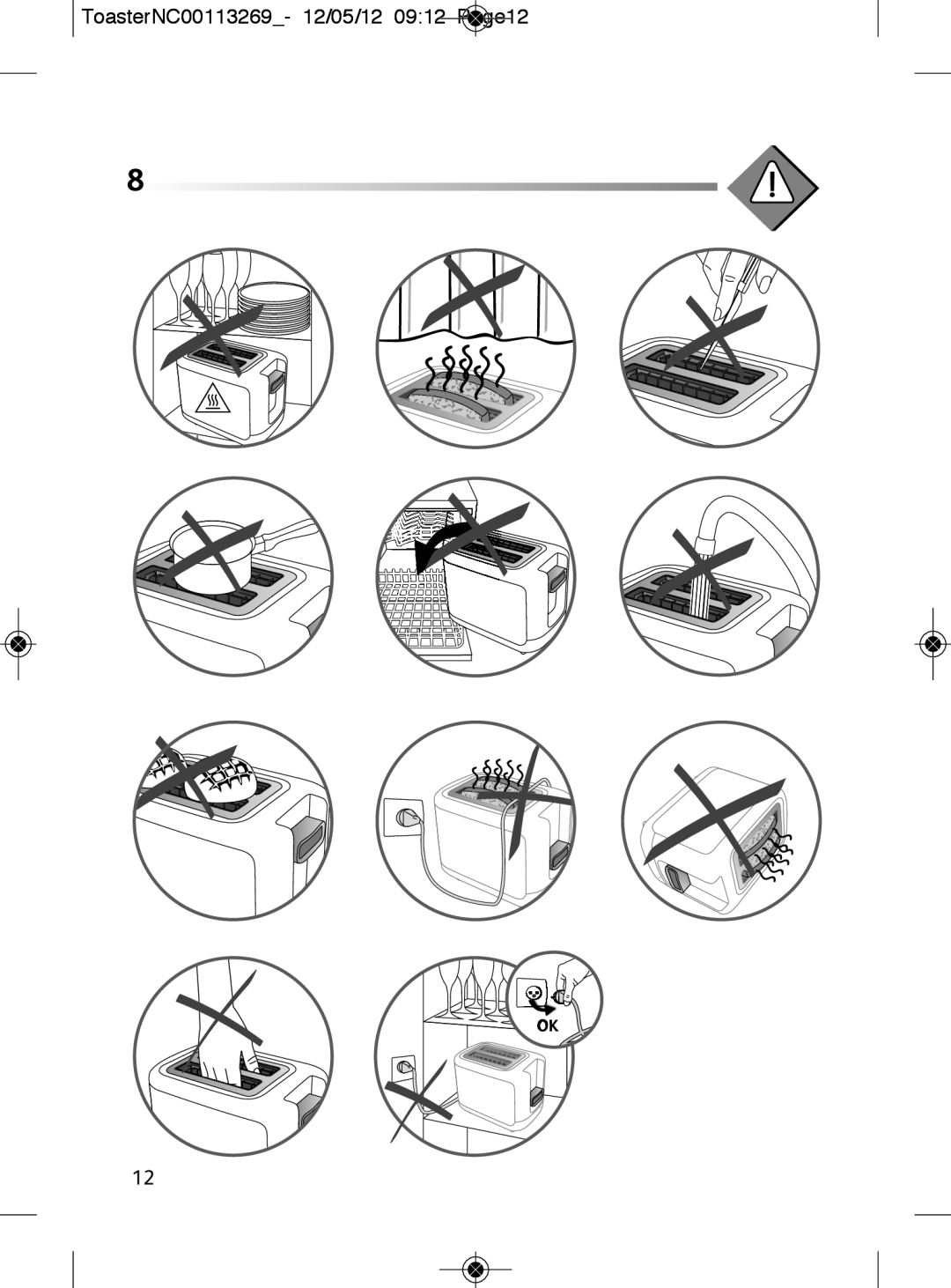 Tefal TT282811 manual ToasterNC00113269- 12/05/12 0912 Page12 
