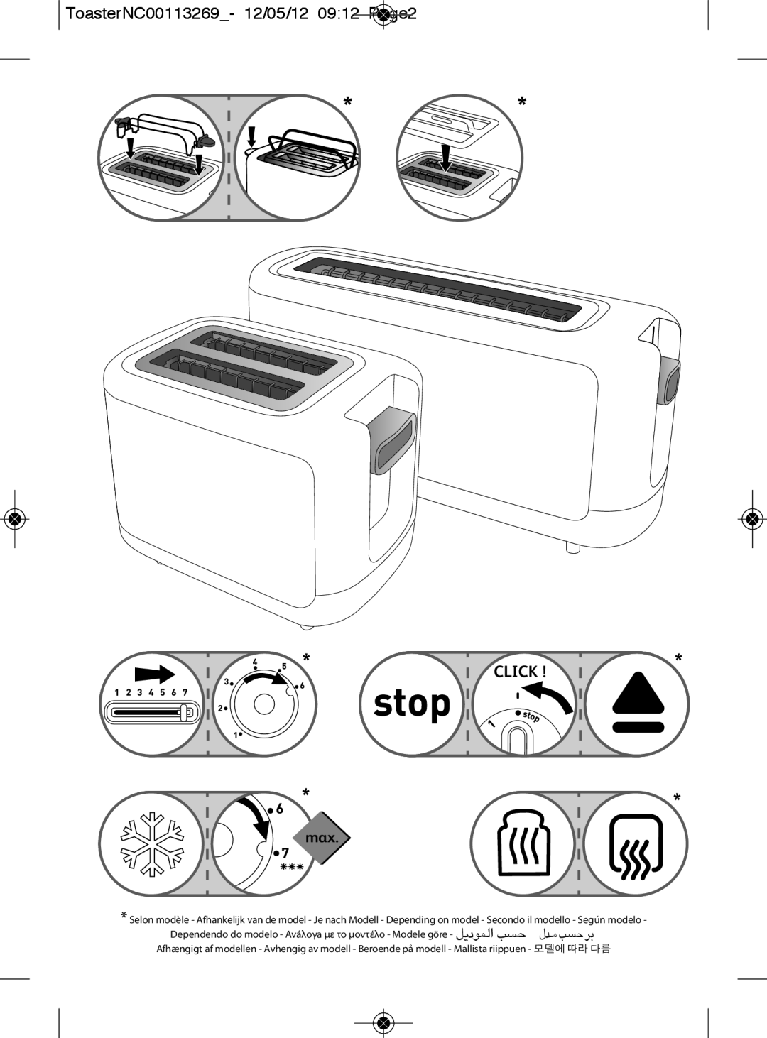 Tefal TT282811 manual ToasterNC00113269- 12/05/12 0912 Page2, Click 