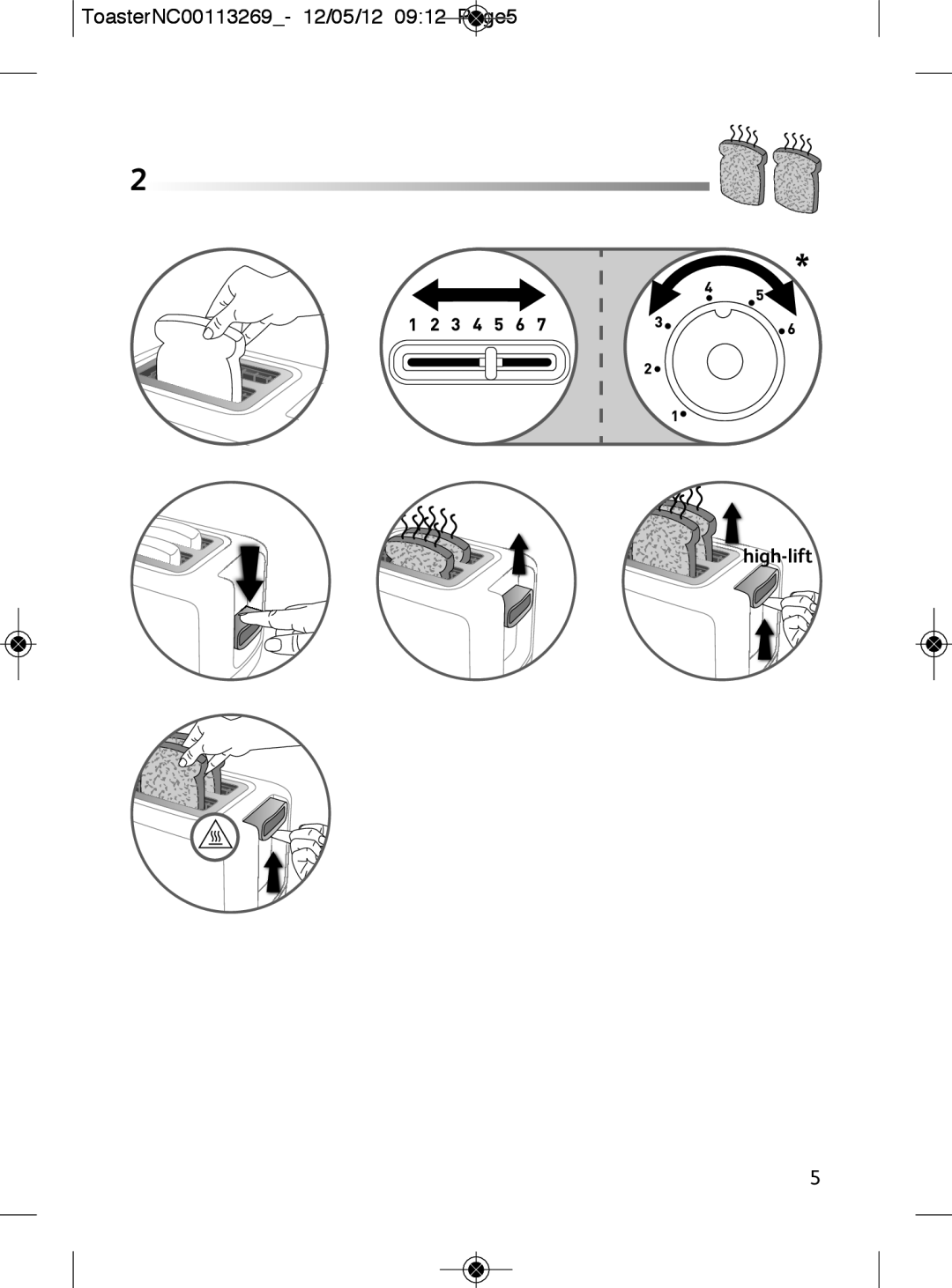 Tefal TT282811 manual ToasterNC00113269- 12/05/12 0912 Page5 