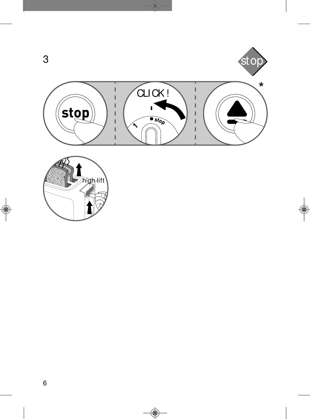 Tefal TT282811 manual Stop, ToasterNC00113269- 12/05/12 0912 Page6 