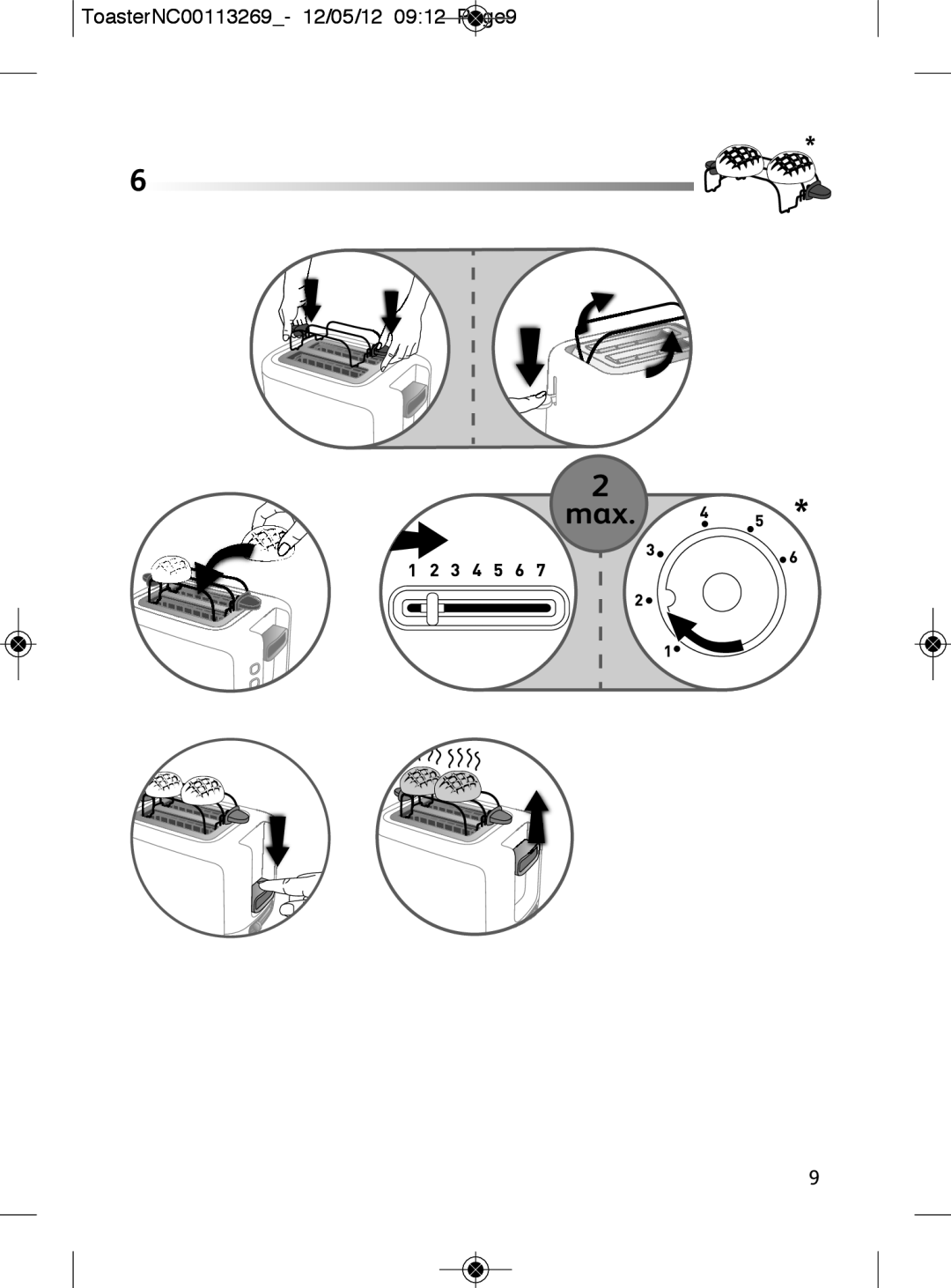 Tefal TT282811 manual ToasterNC00113269- 12/05/12 0912 Page9 