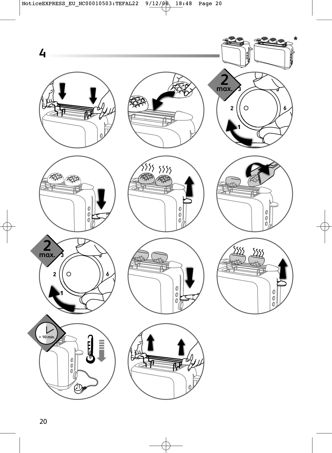 Tefal TT356630 manual 10 min 