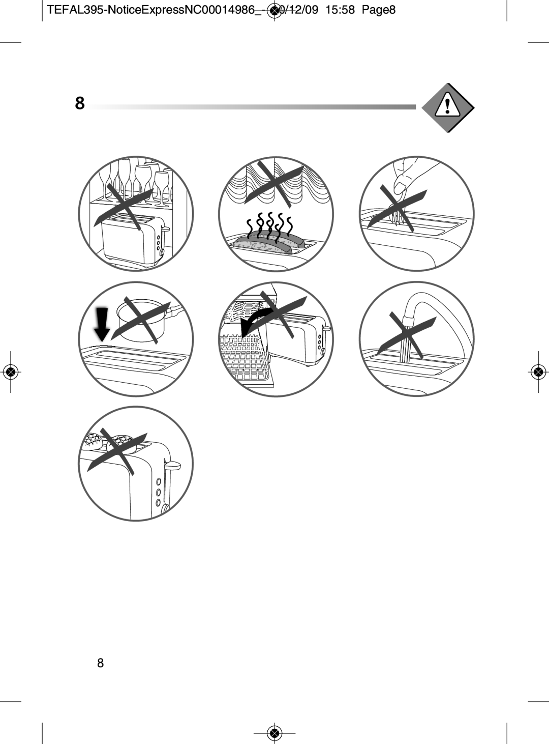 Tefal TT357170, TT357130 manual TEFAL395-NoticeExpressNC00014986- 10/12/09 1558 Page8 