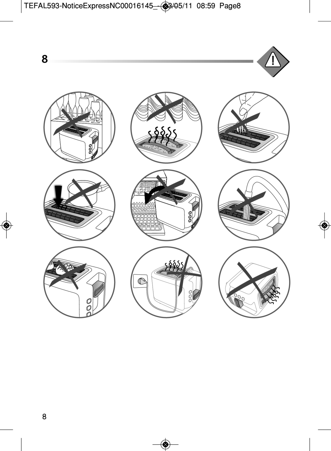 Tefal TT360131, TT360130 manual TEFAL593-NoticeExpressNC00016145- 13/05/11 0859 Page8 
