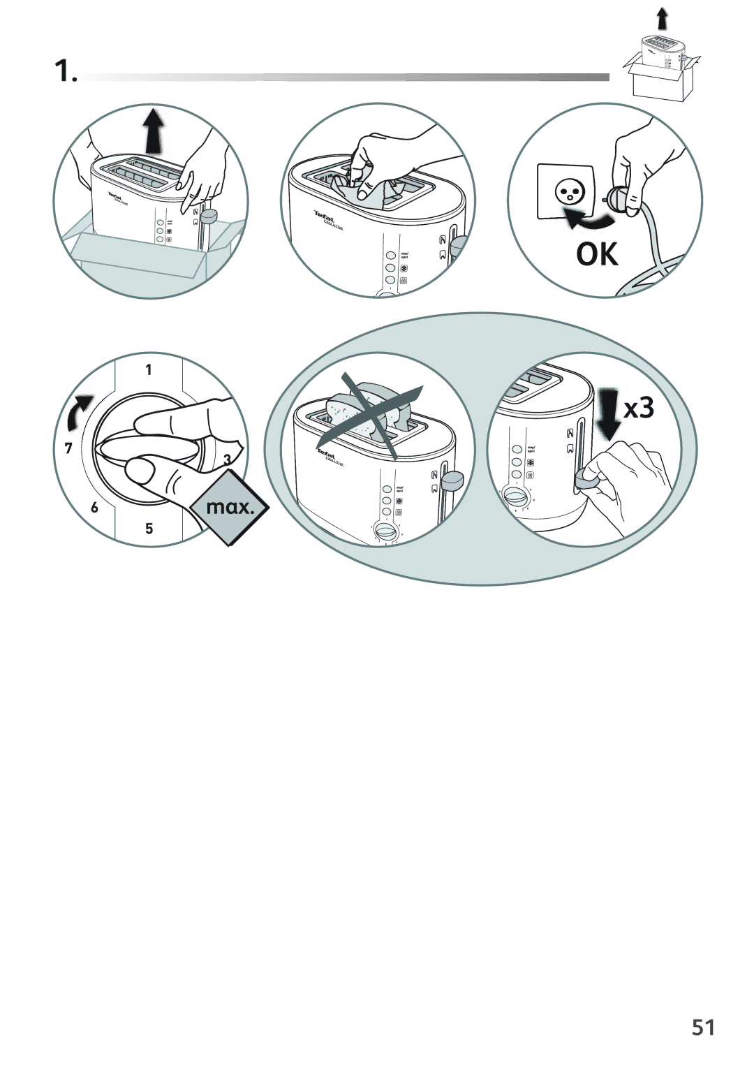 Tefal TT390130 manual Max 