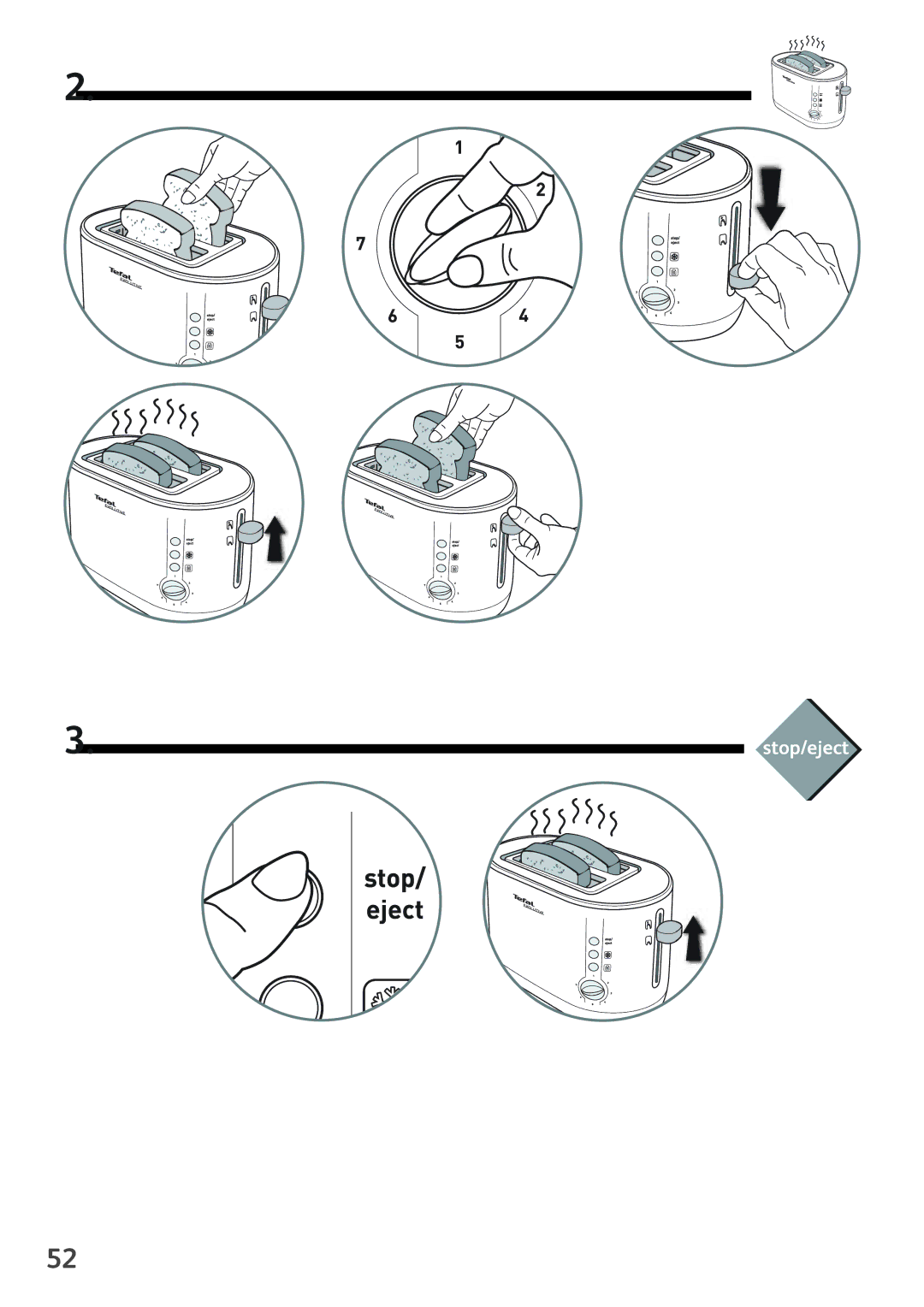 Tefal TT390130 manual Stop/eject 