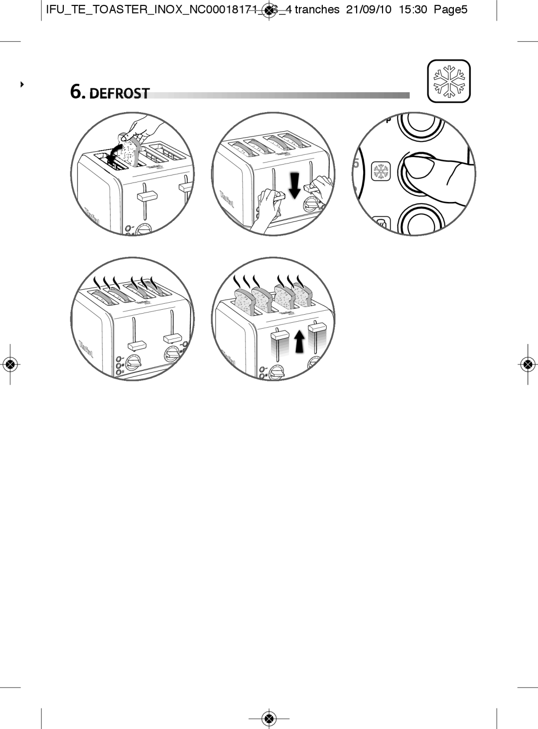 Tefal TT543070 manual Defrost 