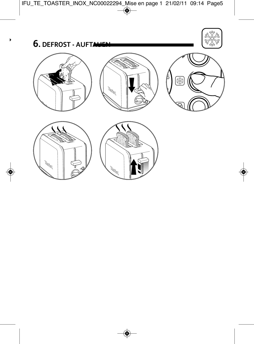 Tefal TT544030 manual Defrost Auftauen 