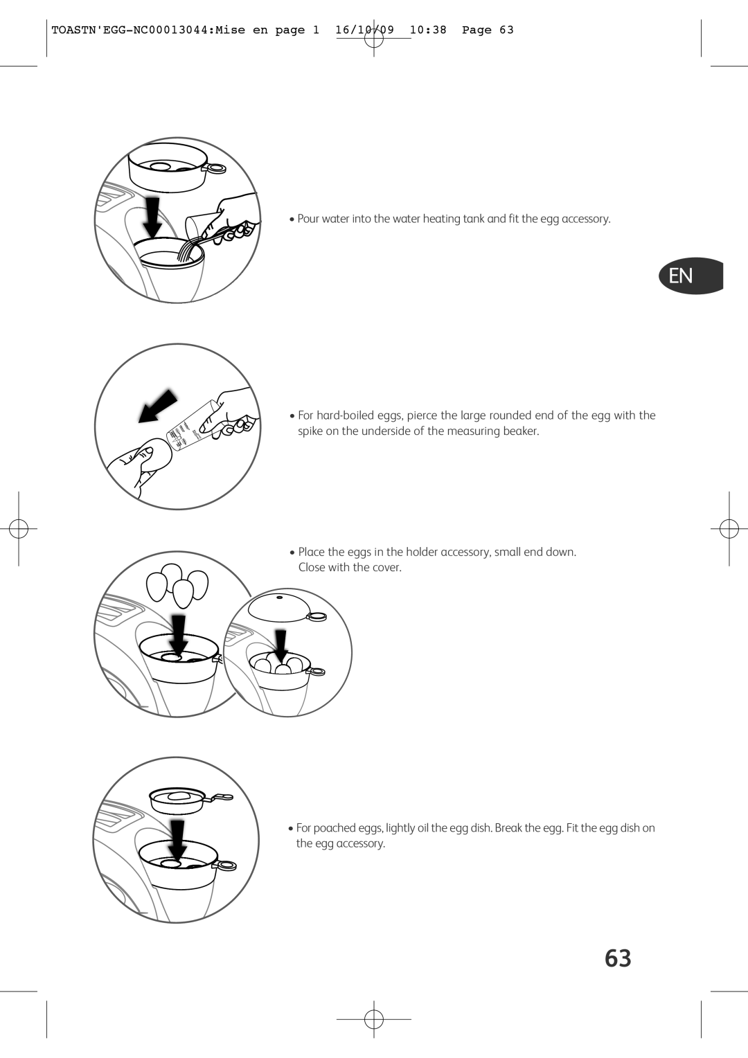 Tefal TT550050, TT550015, TT550030, TT550065, TT550070 manual TOASTNEGG-NC00013044Mise en page 1 16/10/09 1038 